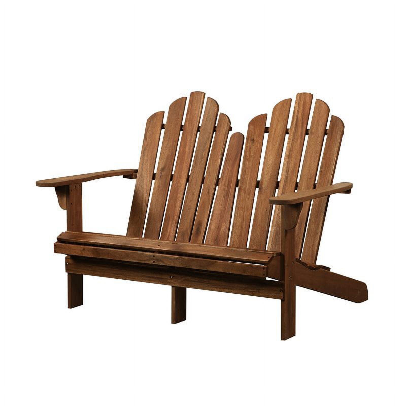 Rustic Brown Wood Adirondack Patio Bench for Two