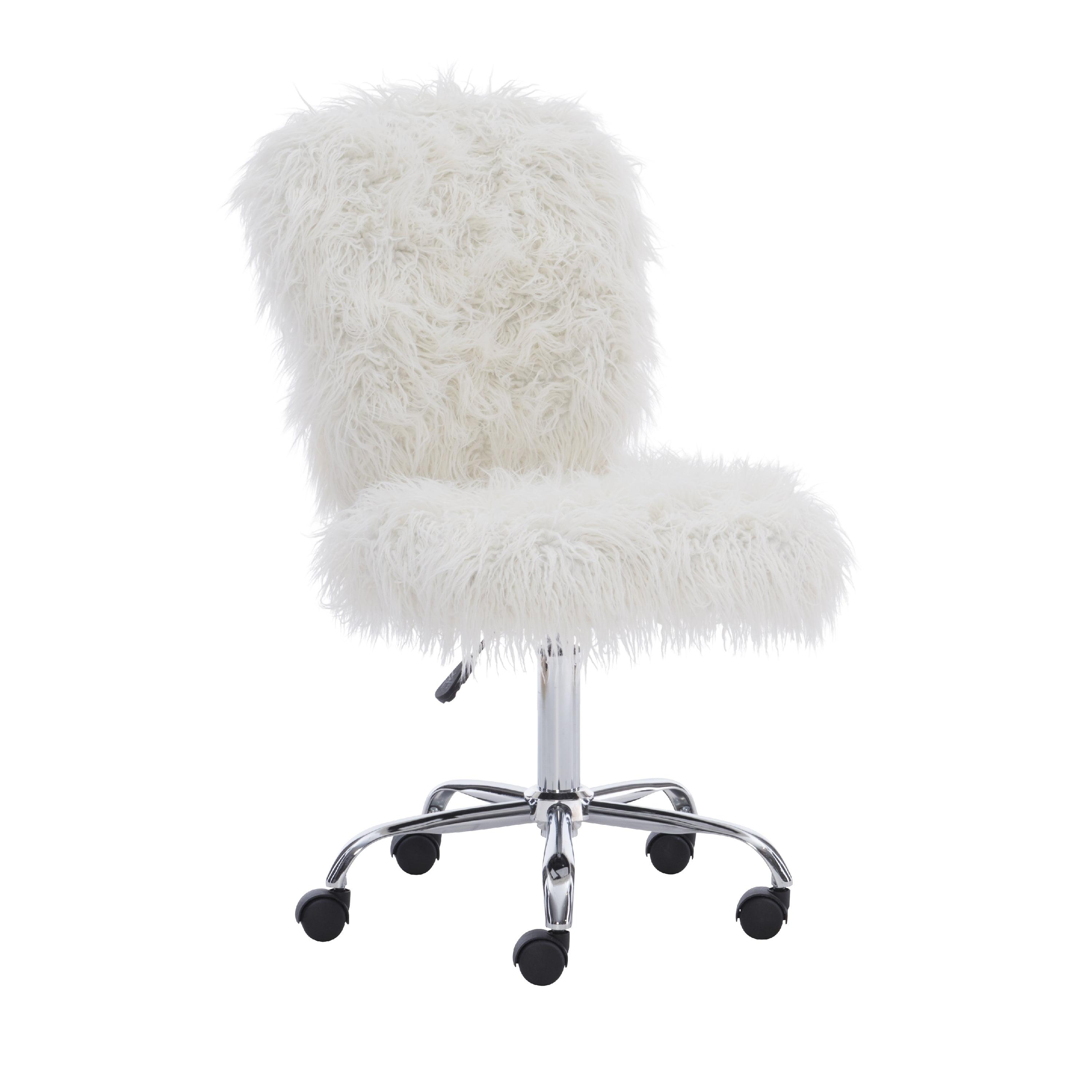 Ergonomic Swivel Task Chair in Cream White with Wood Frame