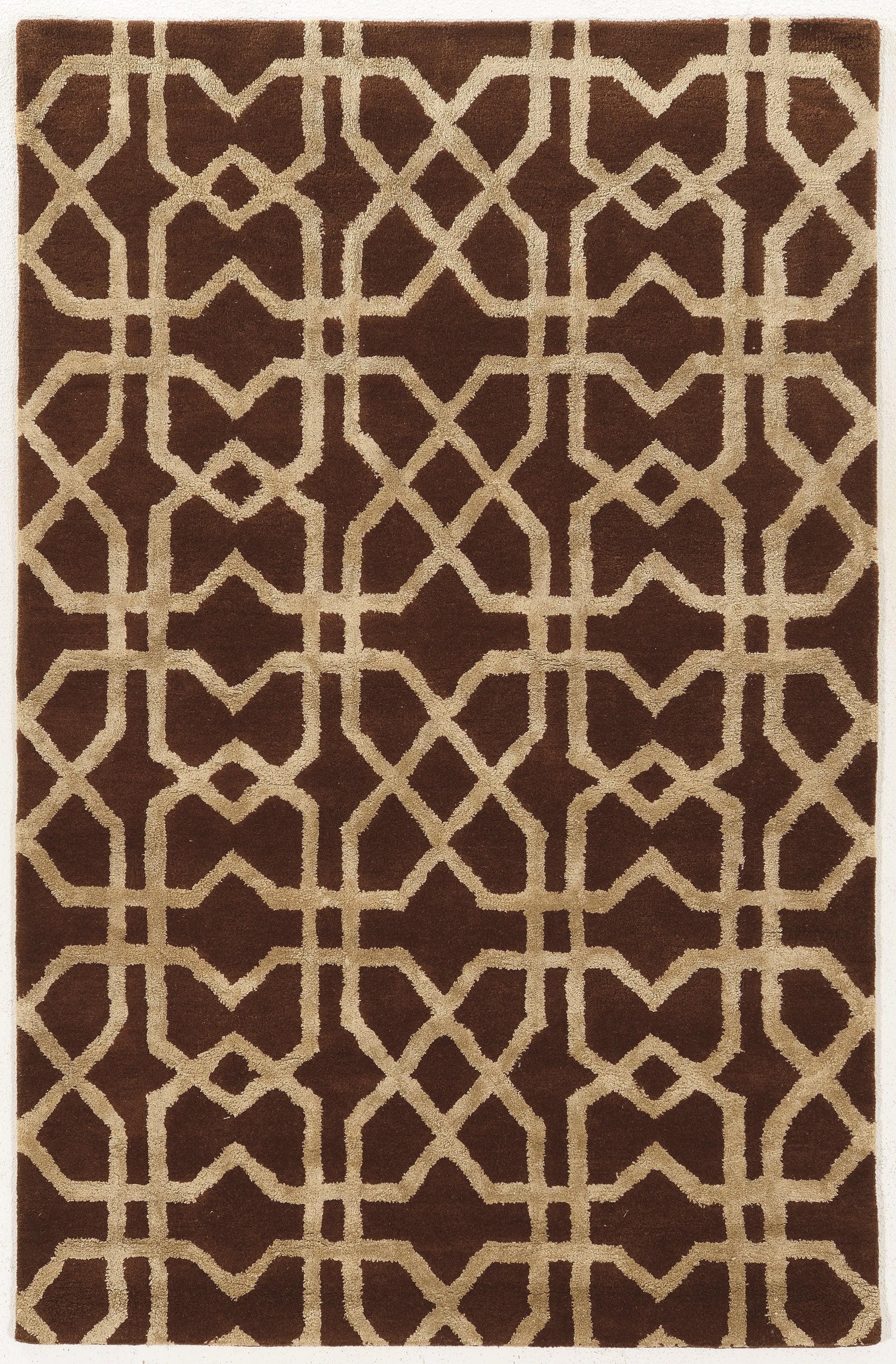 Aspire Brown and Sand Geometric Wool 8'x11' Rug