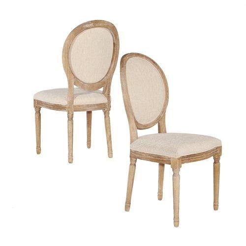 Set of 2 Manchester Upholstered Oval Back Chairs Natural - Linon