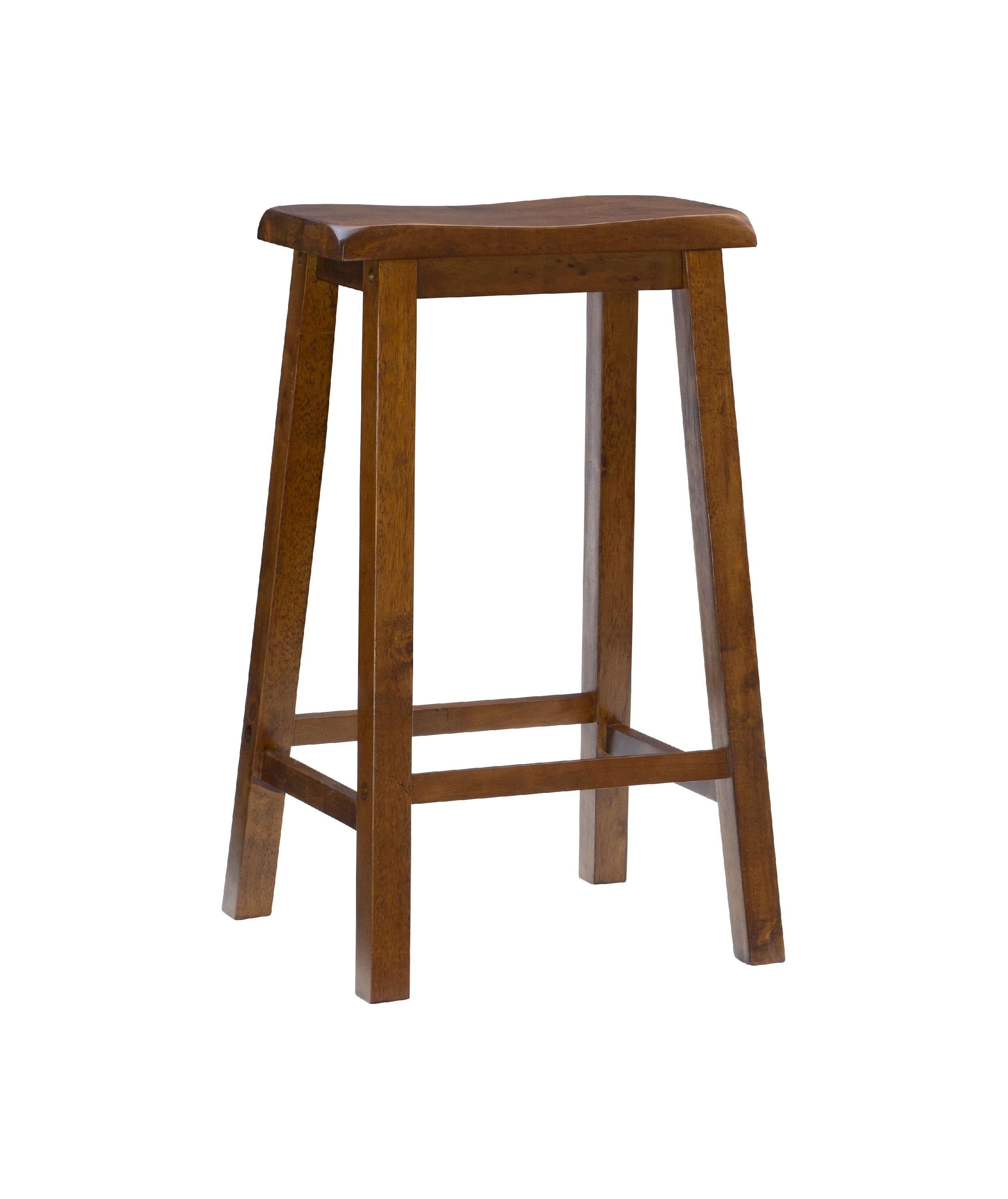 Linon Beamon 29" Sturdy Wood Backless Saddle Seat Bar Stool in Honey Brown