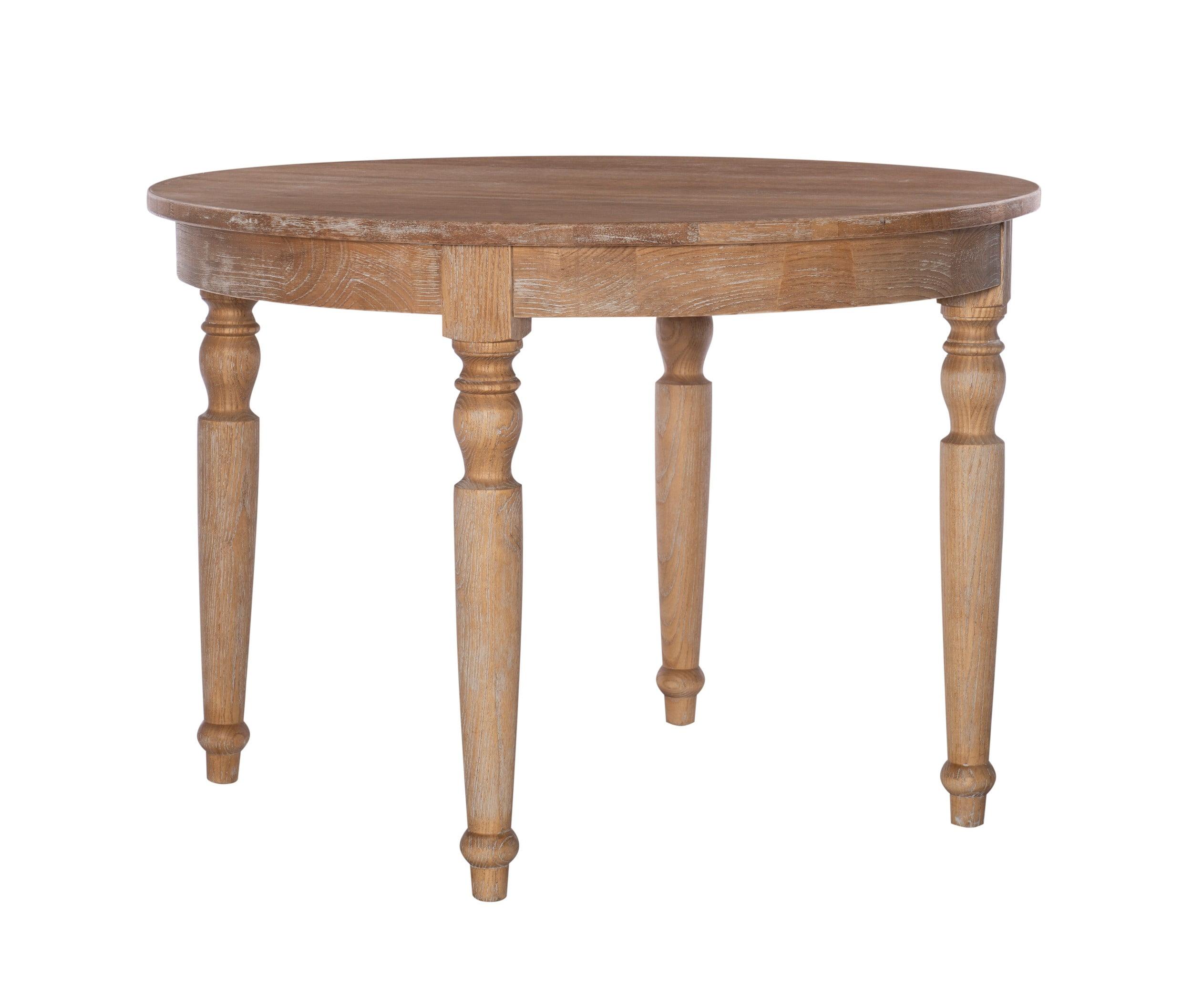 Light Brown Round Wood Transitional Dining Table