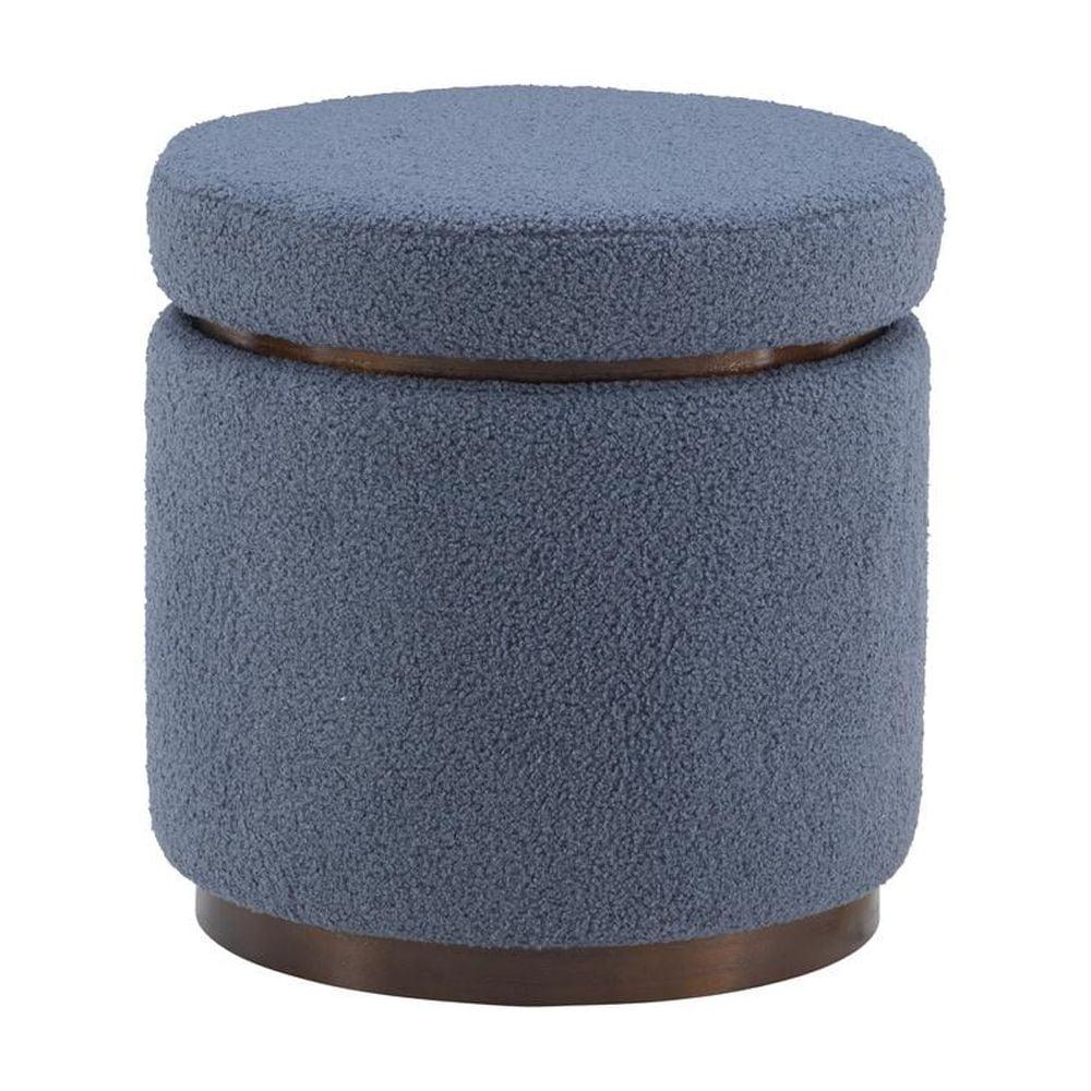 Linon Blanche Storage Ottoman Blue Gry Walnut