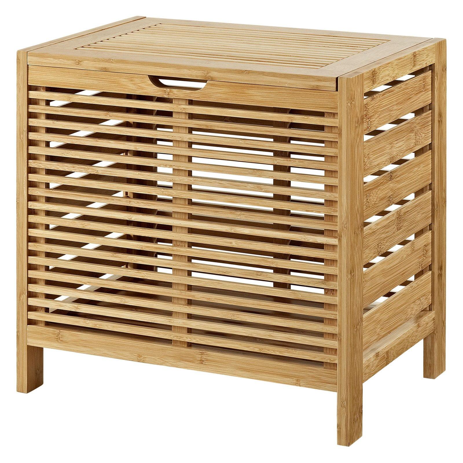 Bracken Natural Bamboo Upright Hamper with Safety Lid