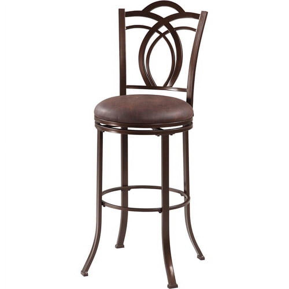 Calif 30" Swivel Metal Bar Stool in Coffee Brown with Leather Seat