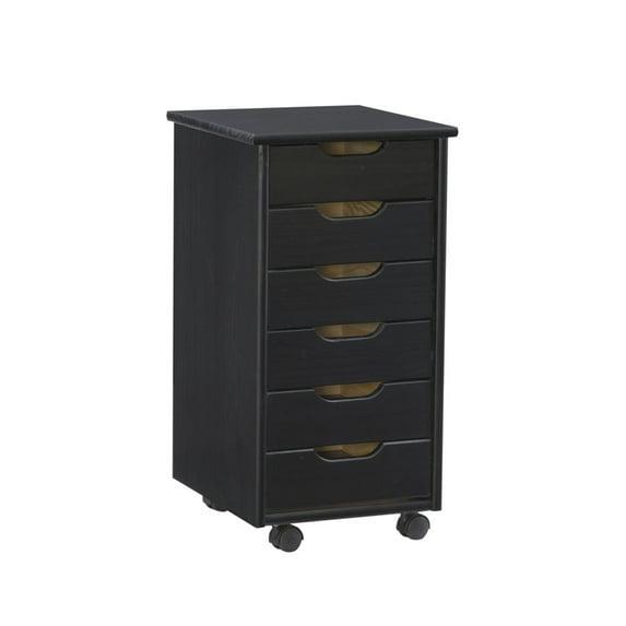 Cary Transitional 6 Drawer Solid Wood Rolling Storage Cart with Casters - Linon