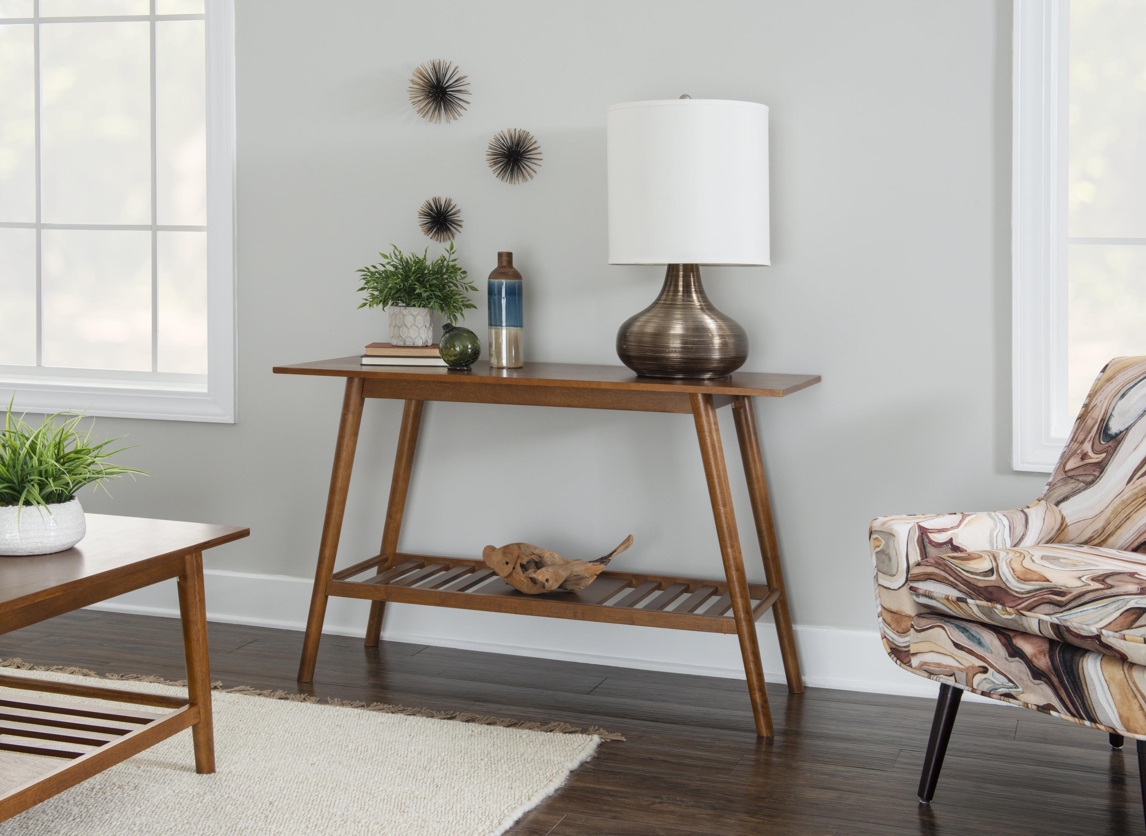 Mid-Century Modern Charlotte Console Table with Storage Shelf