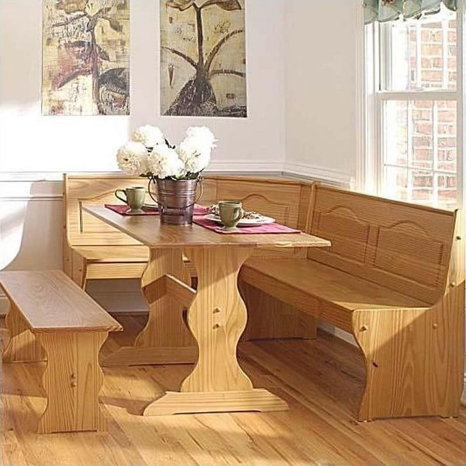 Chelsea Traditional Wood Farmhouse Breakfast Nook Corner Unit Honey - Linon