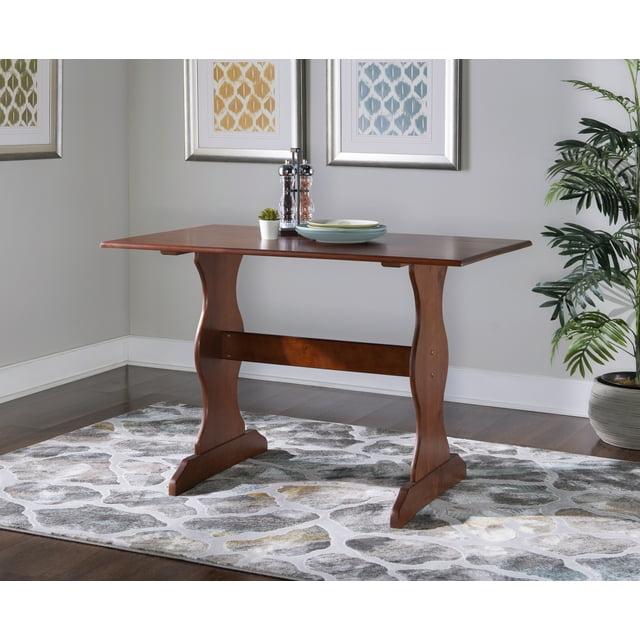 Chelsea Traditional Dining Table Walnut - Linon: Corner Nook, Seats 5, Pine Frame