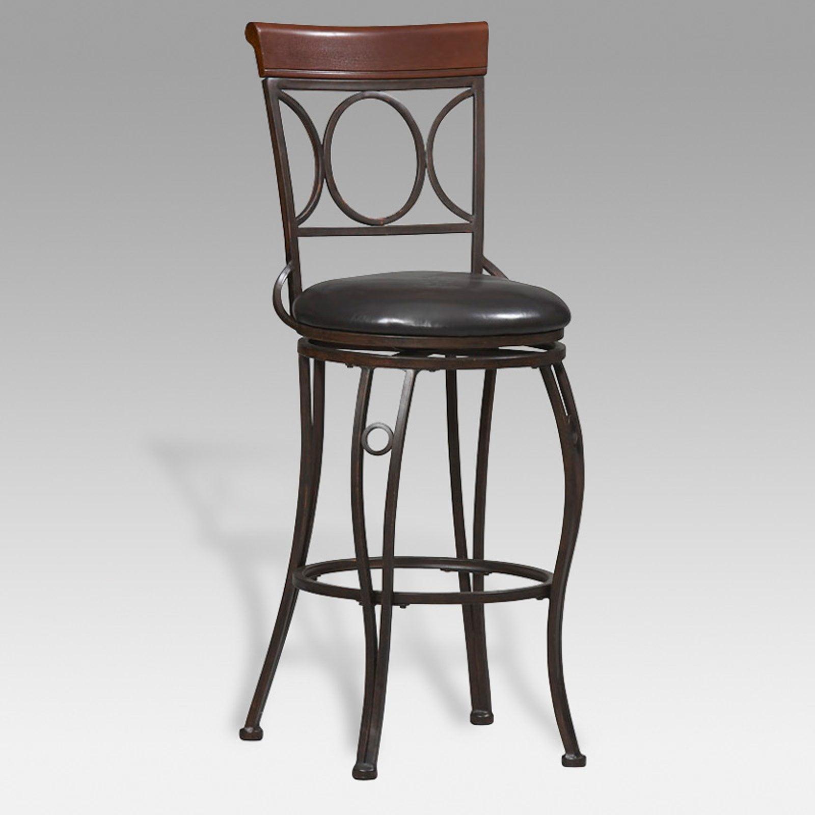 Circles Back 24" Upholstery Swivel Seat Counter Height Barstool Metal/Black - Linon: Elegant Design, Comfort Seating