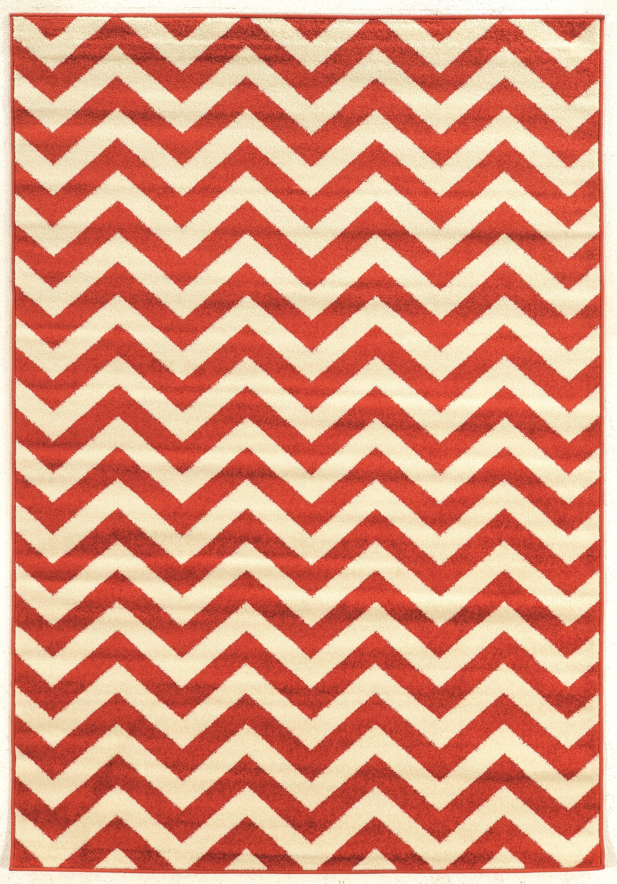 Terracotta Chevron 8'x10' Easy-Care Synthetic Rug