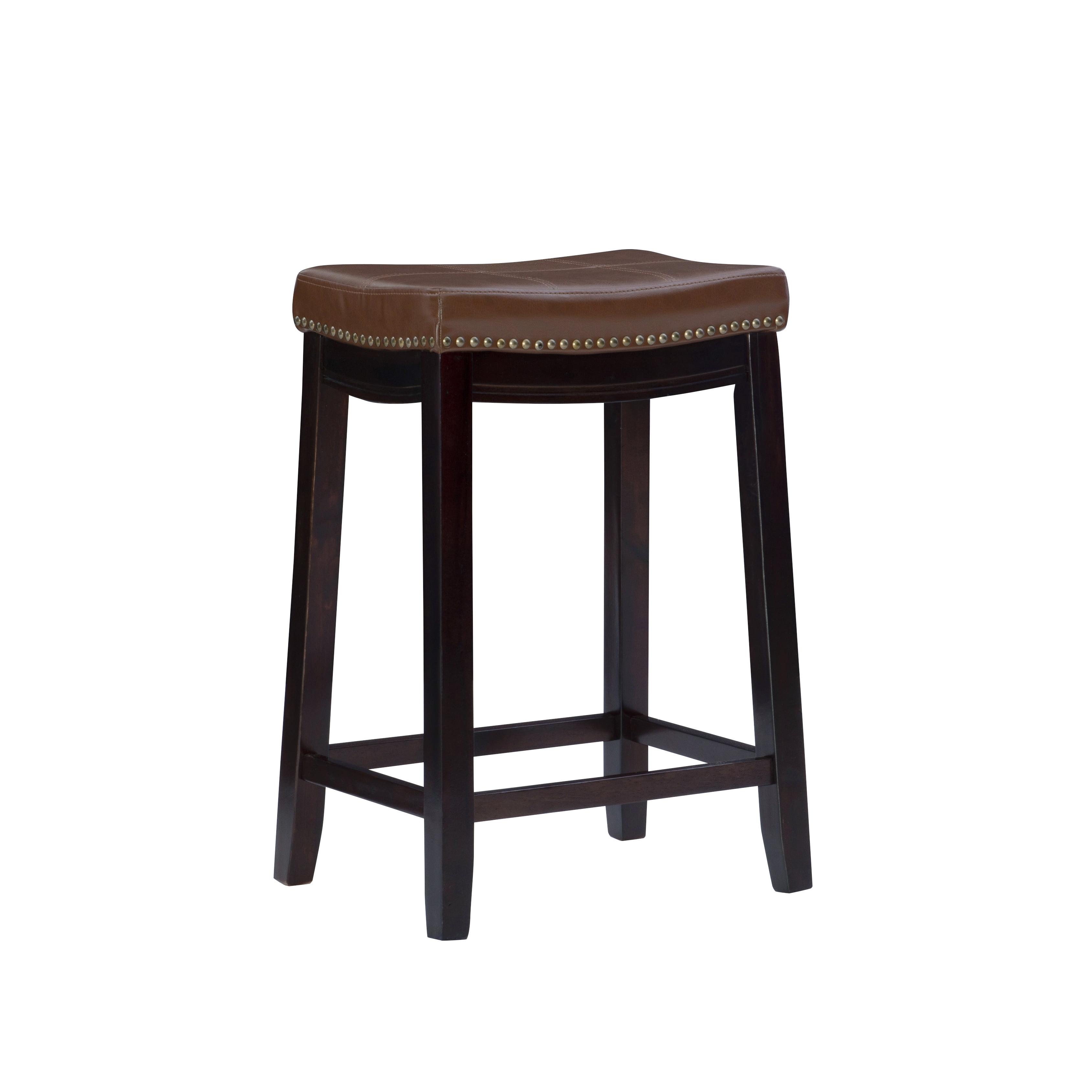 Claridge 26" Backless Saddle-Style Cognac Leather Counter Stool