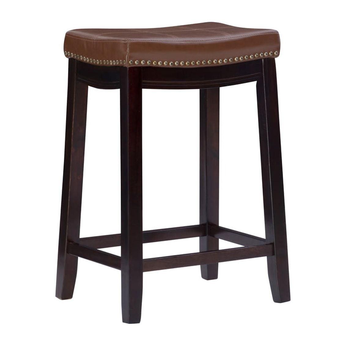 Claridge 26" Backless Saddle-Style Cognac Leather Counter Stool