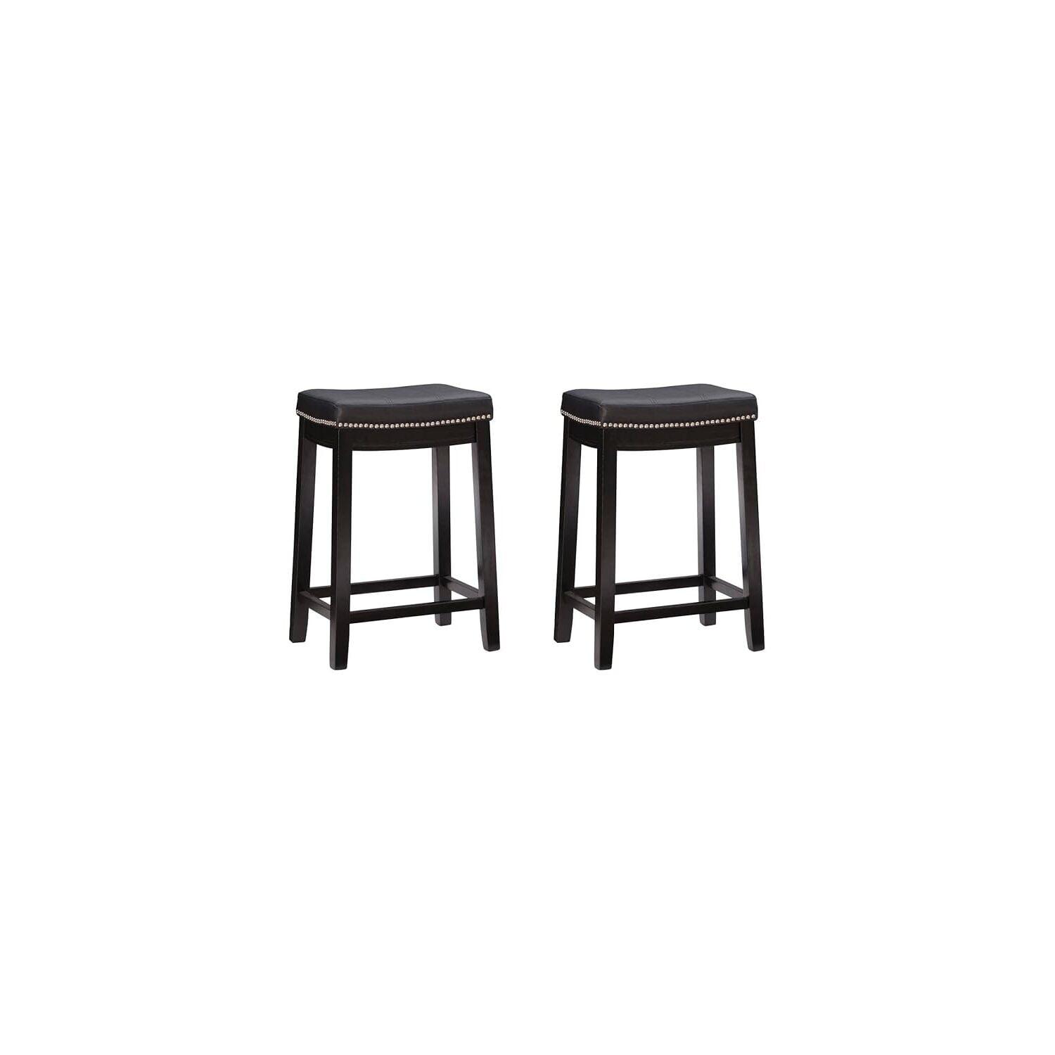 Claridge Boho Charm Black Faux Leather Counter Stool, Set of 2