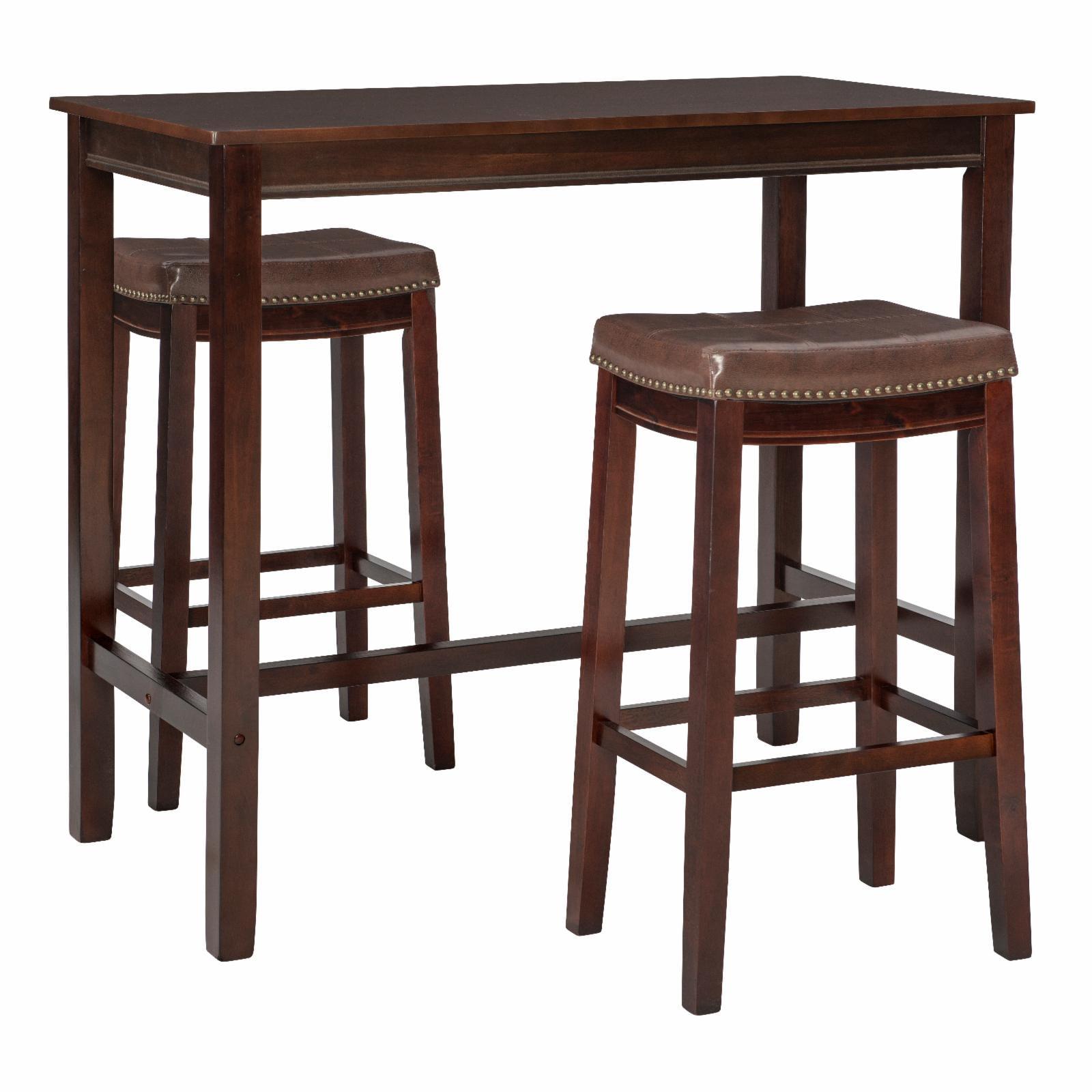 Claridge 3-Piece Brown Acacia Bar Height Dining Set