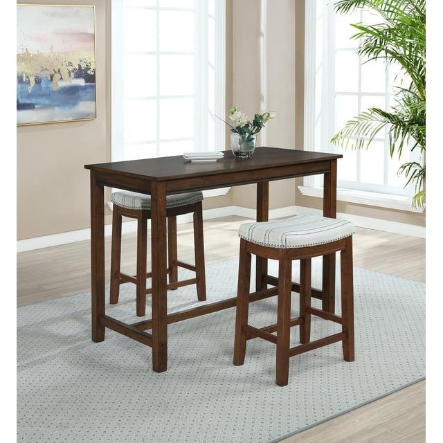 36" Claridge Transitional Counter Height Pub Table Rustic Brown - Linon: Solid Wood Base, Veneer Top