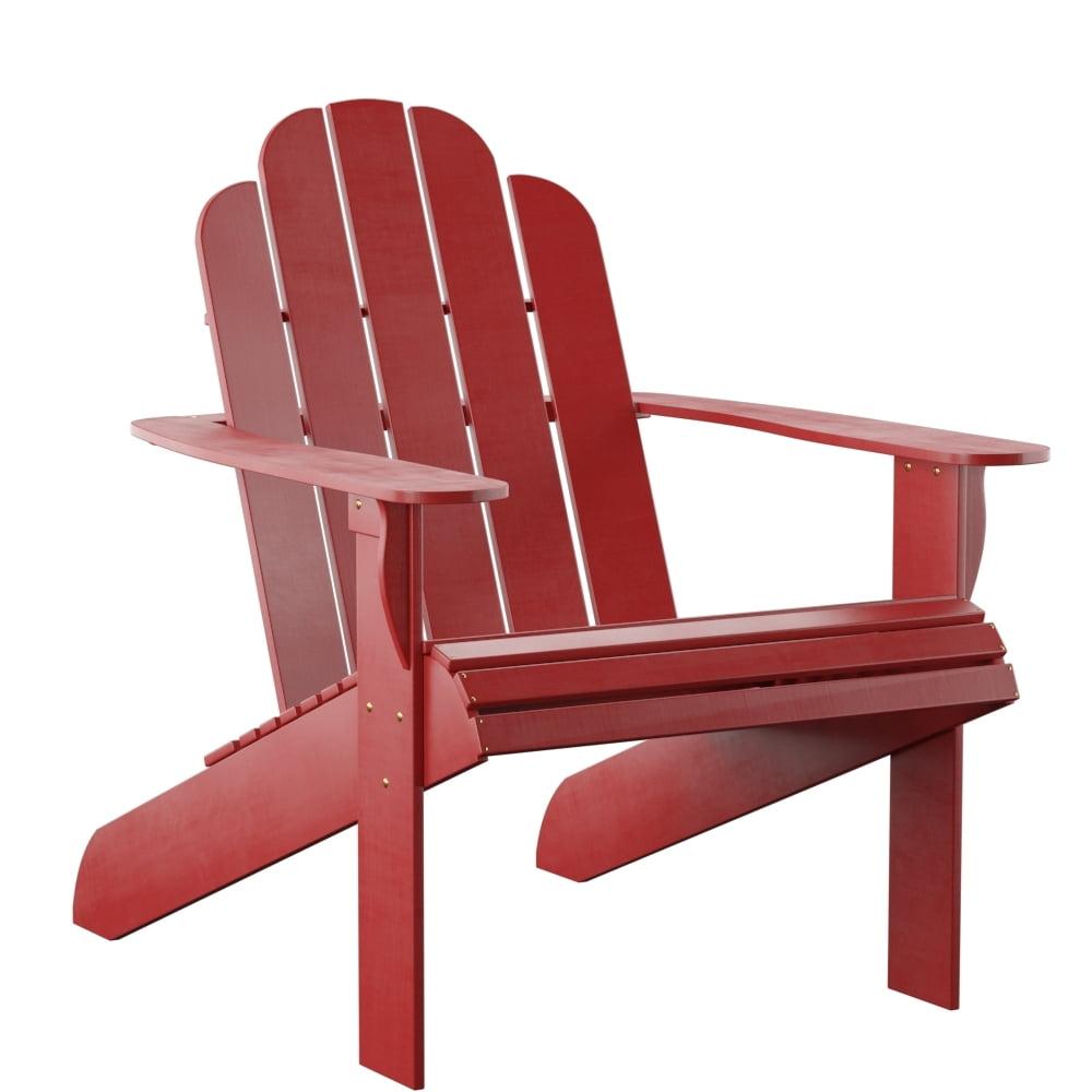 Classic Red Acacia Wood Adirondack Chair with Armrests