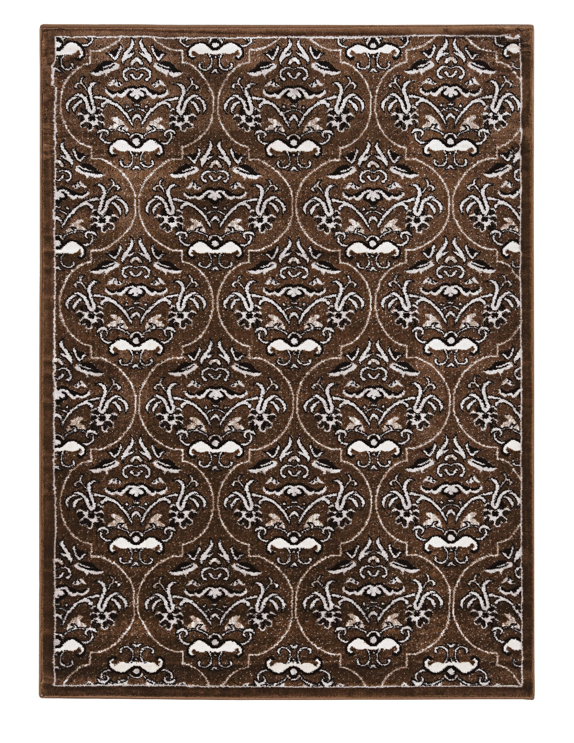 Linon Elegance England Power Loomed Polypropylene 8'x10' Rug in Brown