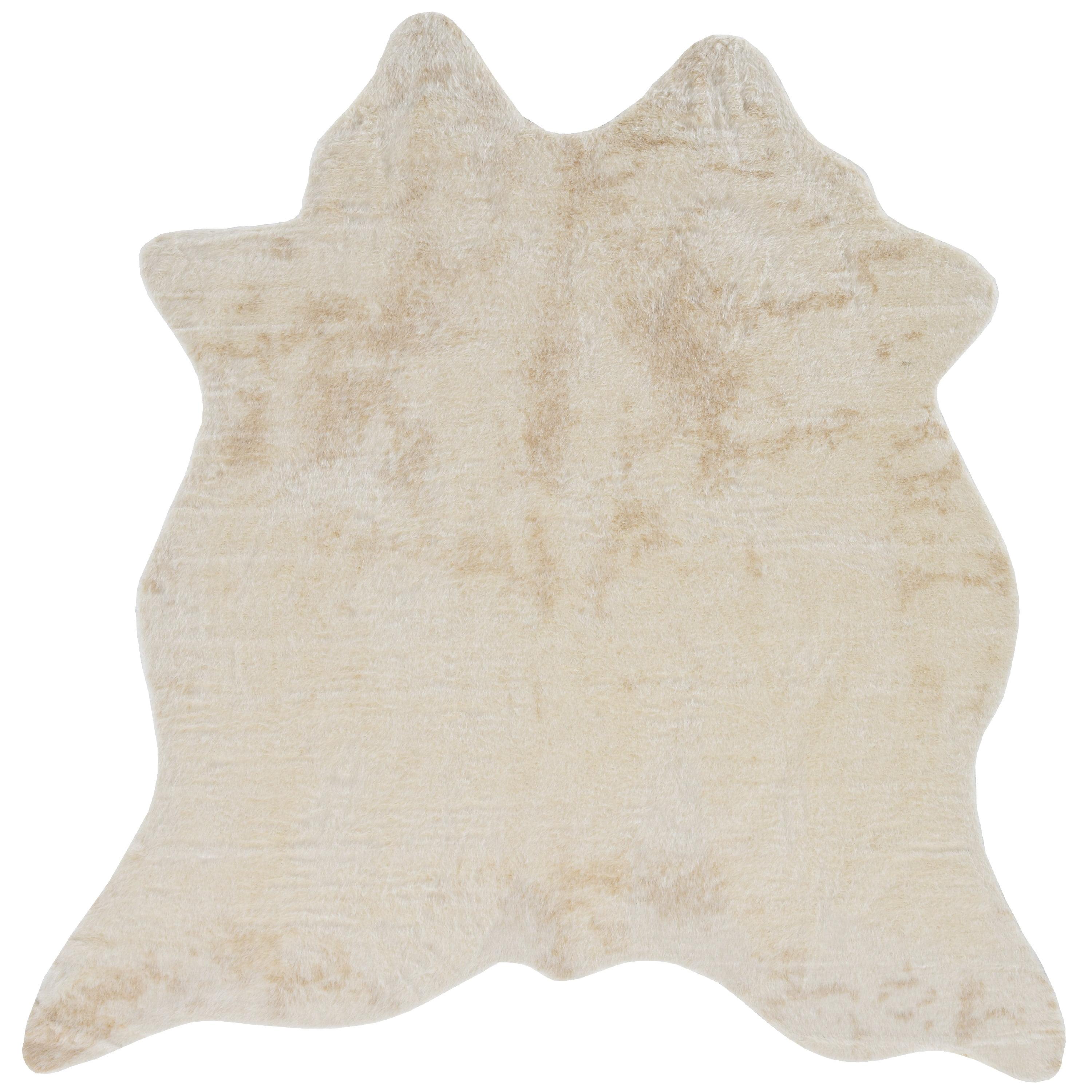 Ivory Tufted Rectangular 5' x 7' Synthetic Cowhide Rug