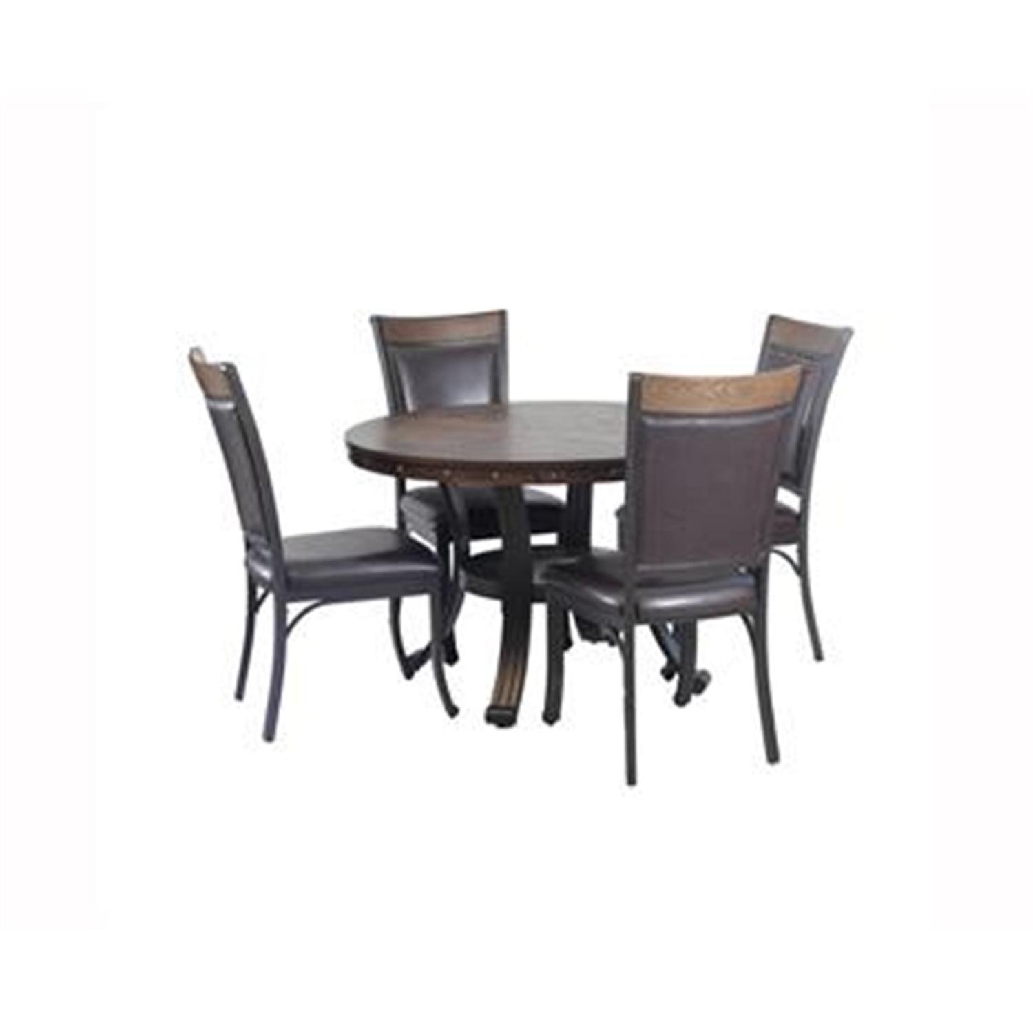 Rustic Umber Brown 5-Piece Oak Woodgrain Dining Set