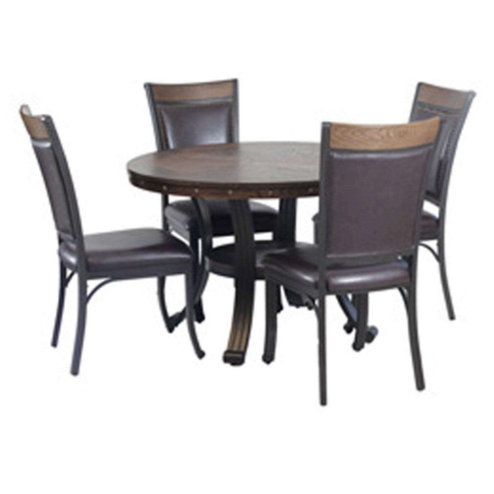 Rustic Umber Brown 5-Piece Oak Woodgrain Dining Set