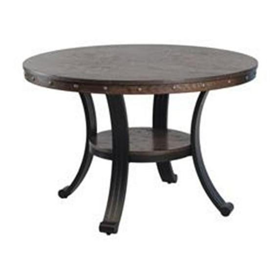 Linon Franklin Wood and Metal Round Dining Table in Rustic Umber Brown
