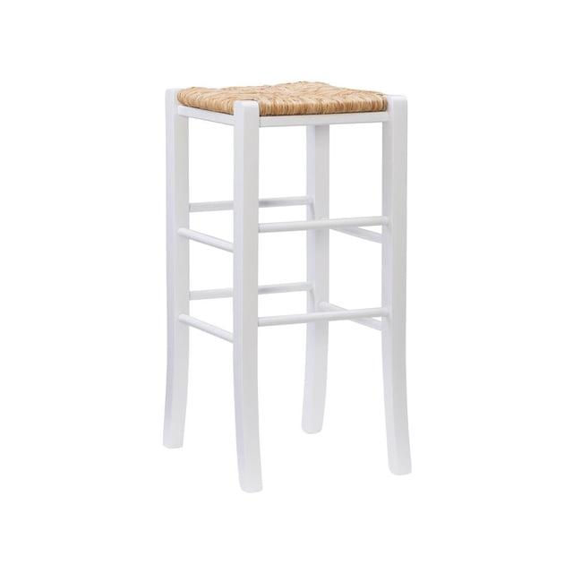 Set of 2 Gianna Backless Handwoven Rush Seat Barstools White - Linon: Solid Wood, 29" Height