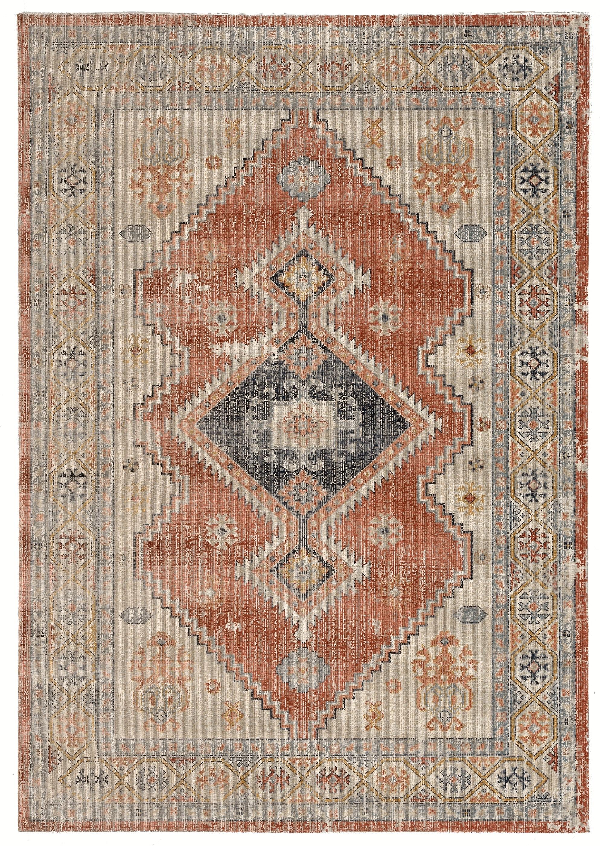 Ivory and Rust Flat Woven Chenille Rug 3' x 5'