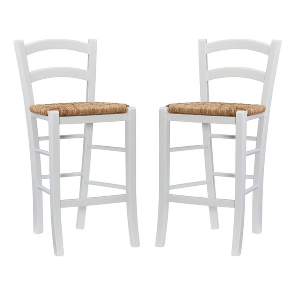 Classic White Beechwood 24.4" Counter Stools, Set of Two