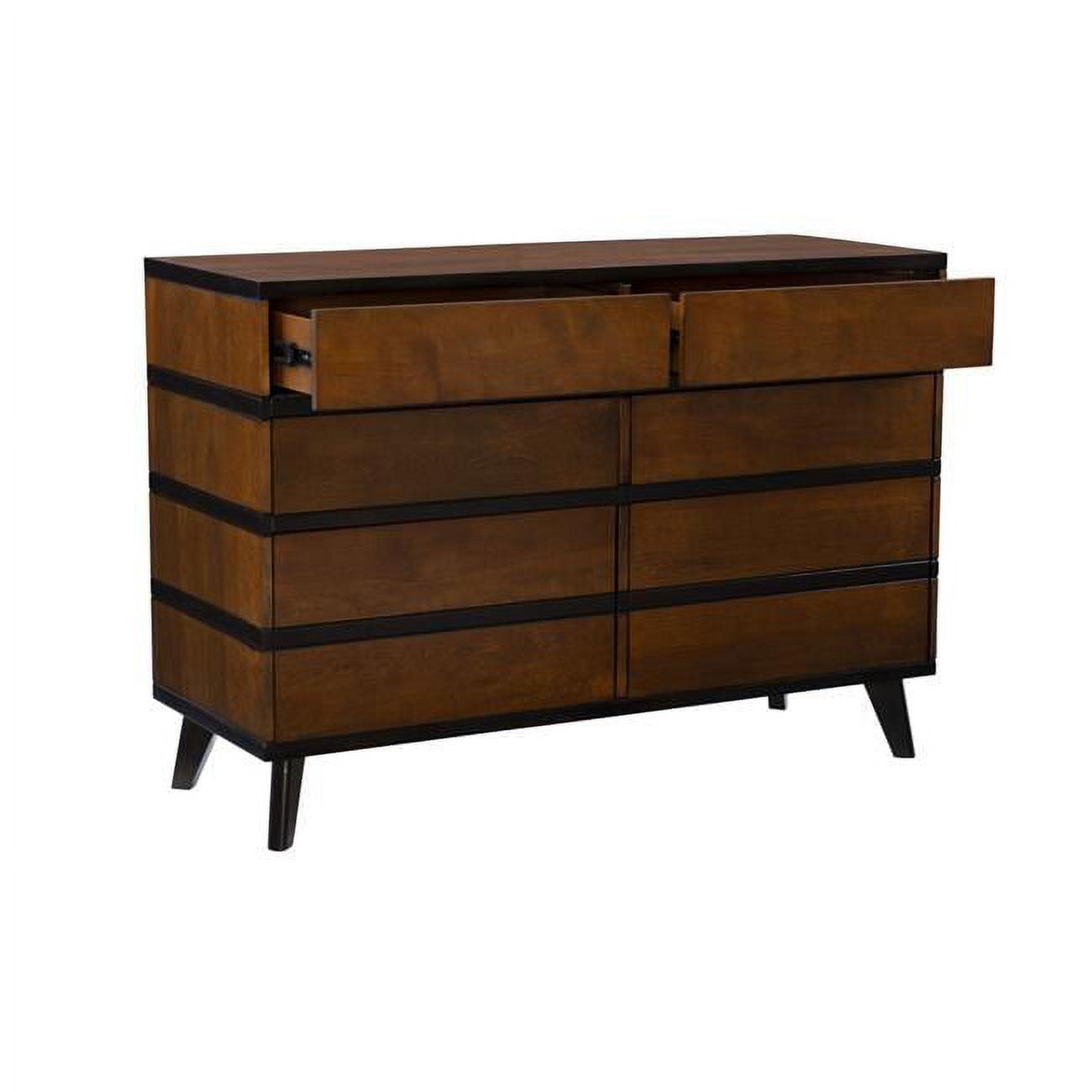 Walnut Double Brown Mid-century 6-Drawer Dresser