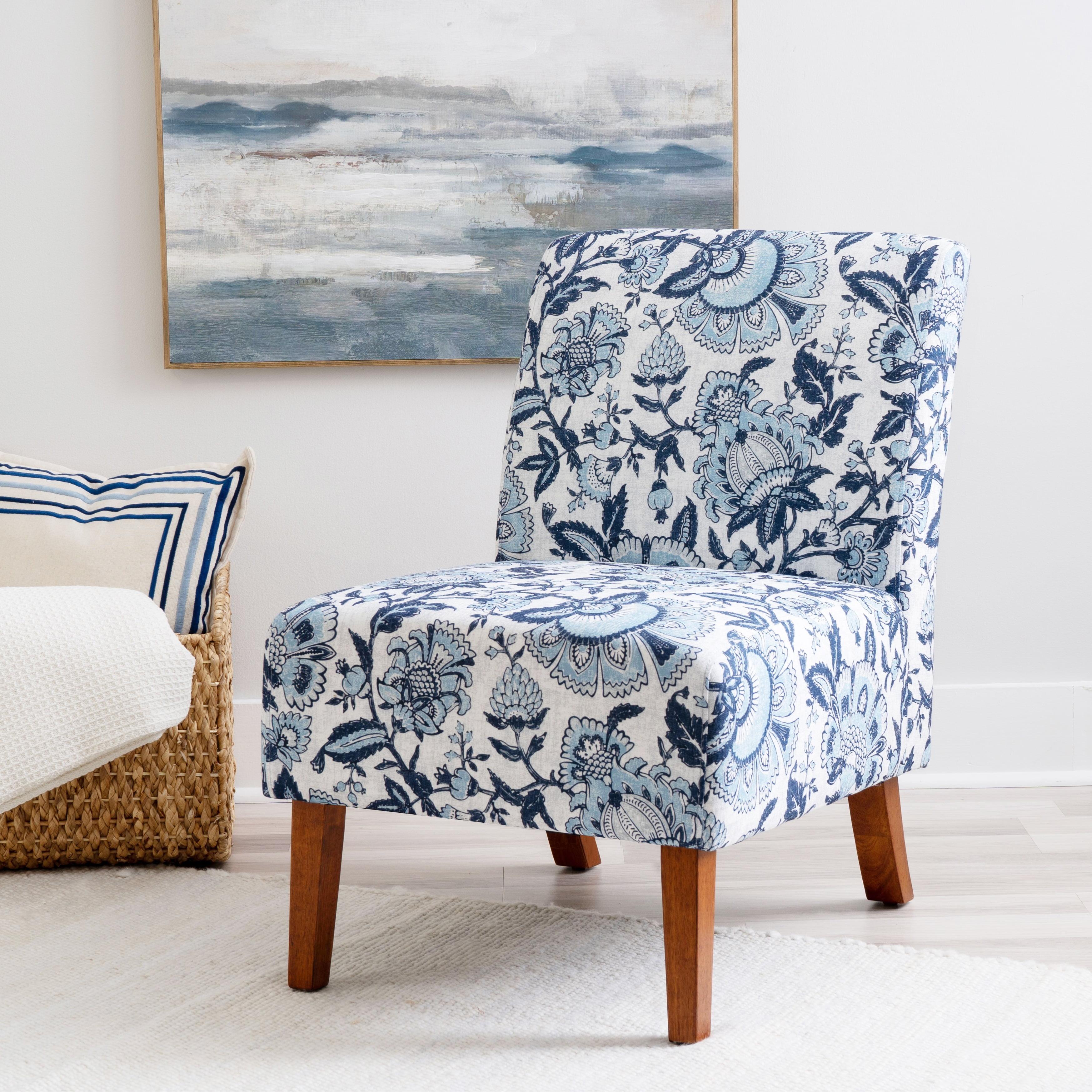 Linon Home Decor Bradford Blue Paisley Pattern Fabric Accent Chair