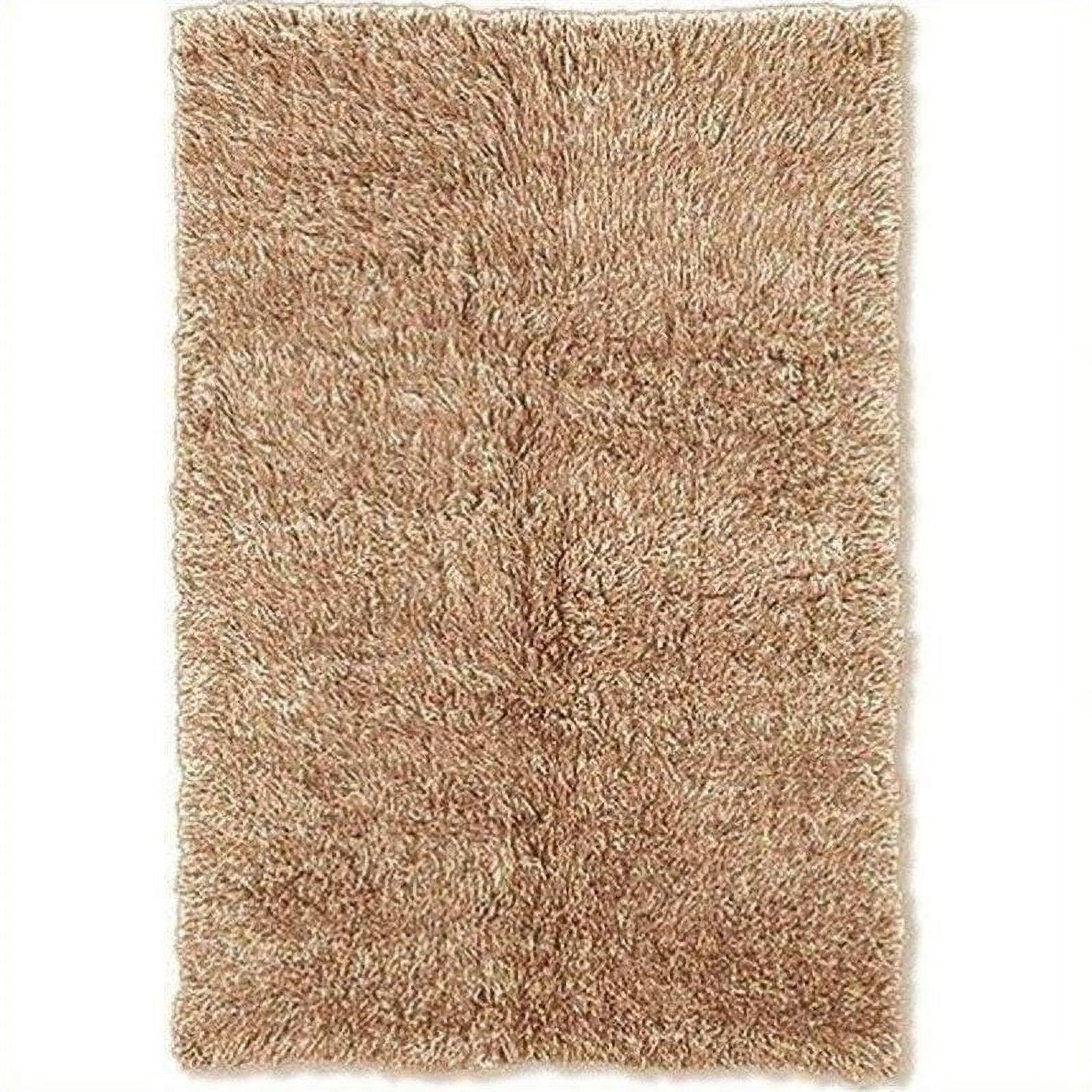 Handmade Tan Shag Wool and Synthetic Rug