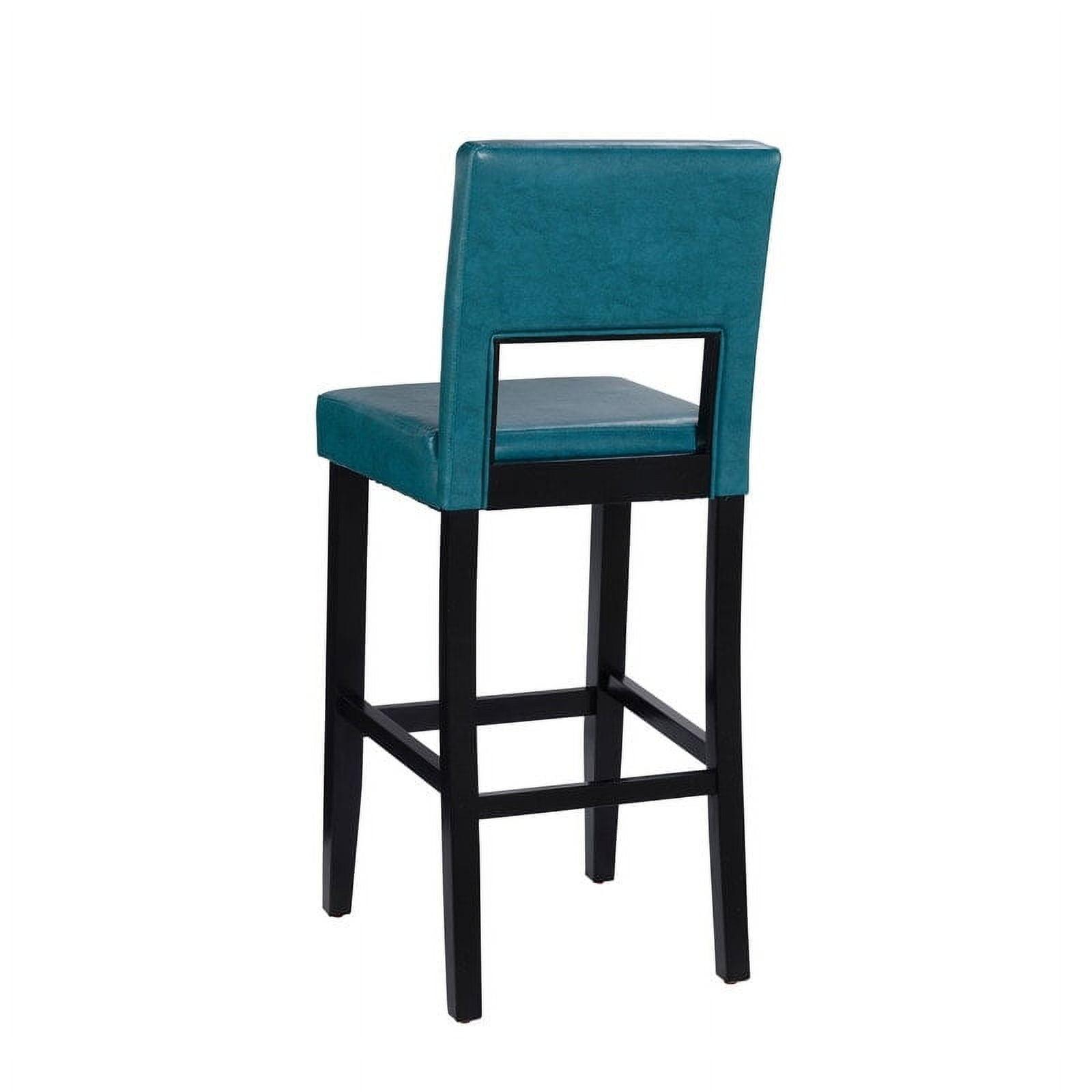 30" Vega Padded Back and Seat Faux Leather Barstool Blue - Linon: Upholstered, Rubberwood Legs, Fixed Height