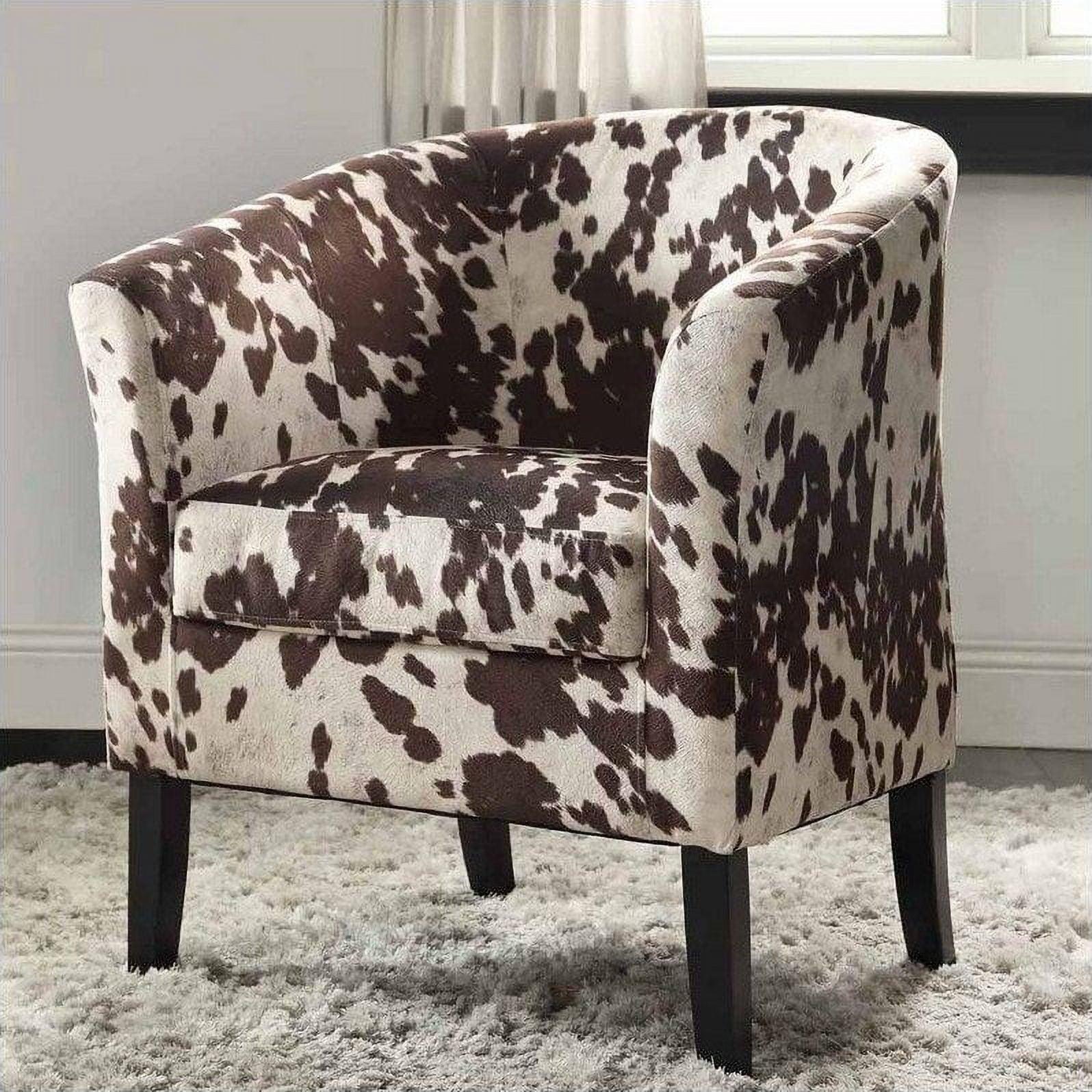 Simon Modern Barrel Club Chair: Udder Madness Pattern, Microfiber - Linon