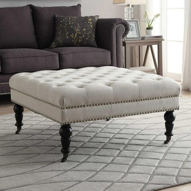 Kelly Clarkson Home Landis 35" Nailhead Trim Tufted Upholstered Ottoman