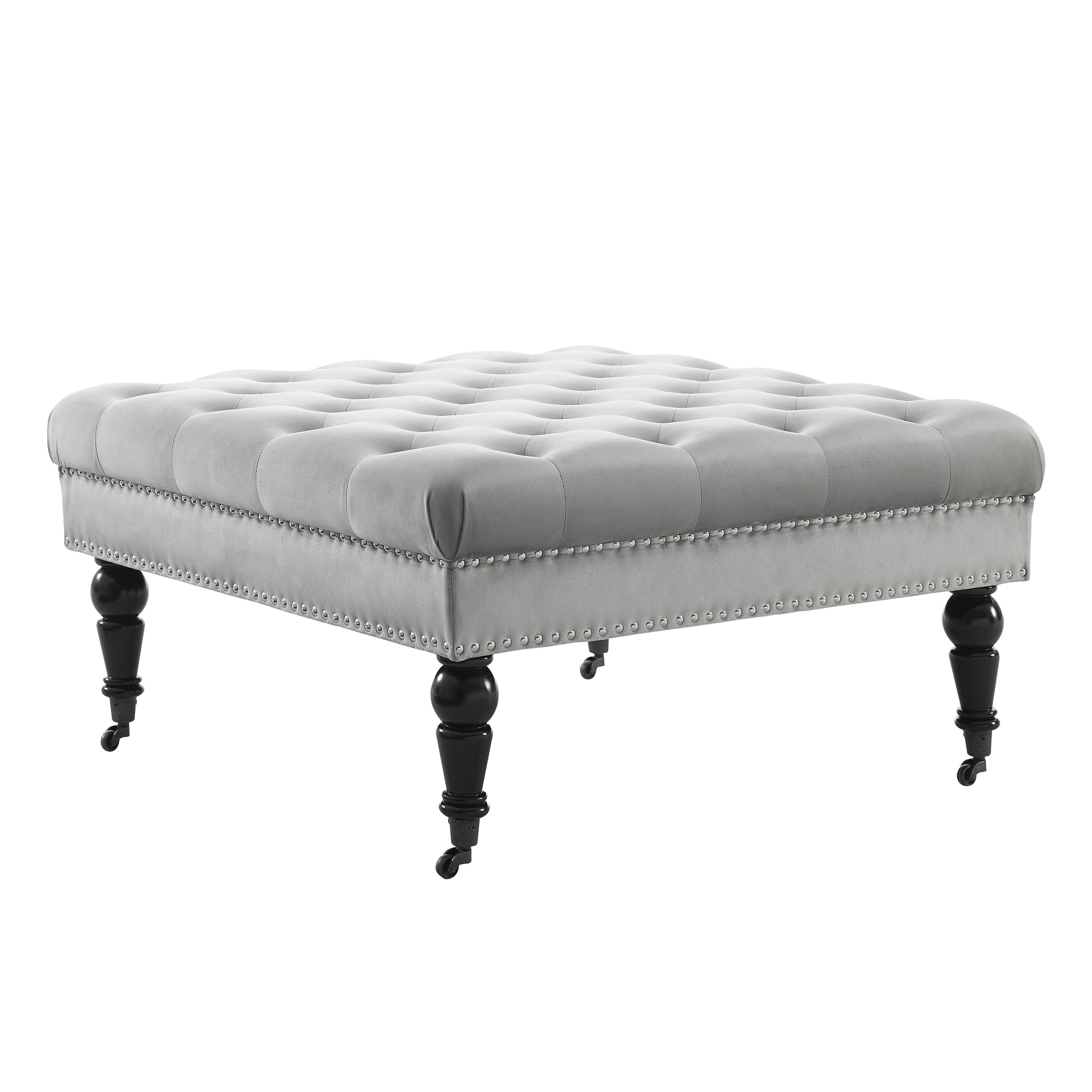 Kelly Clarkson Home Landis 35" Nailhead Trim Tufted Upholstered Ottoman