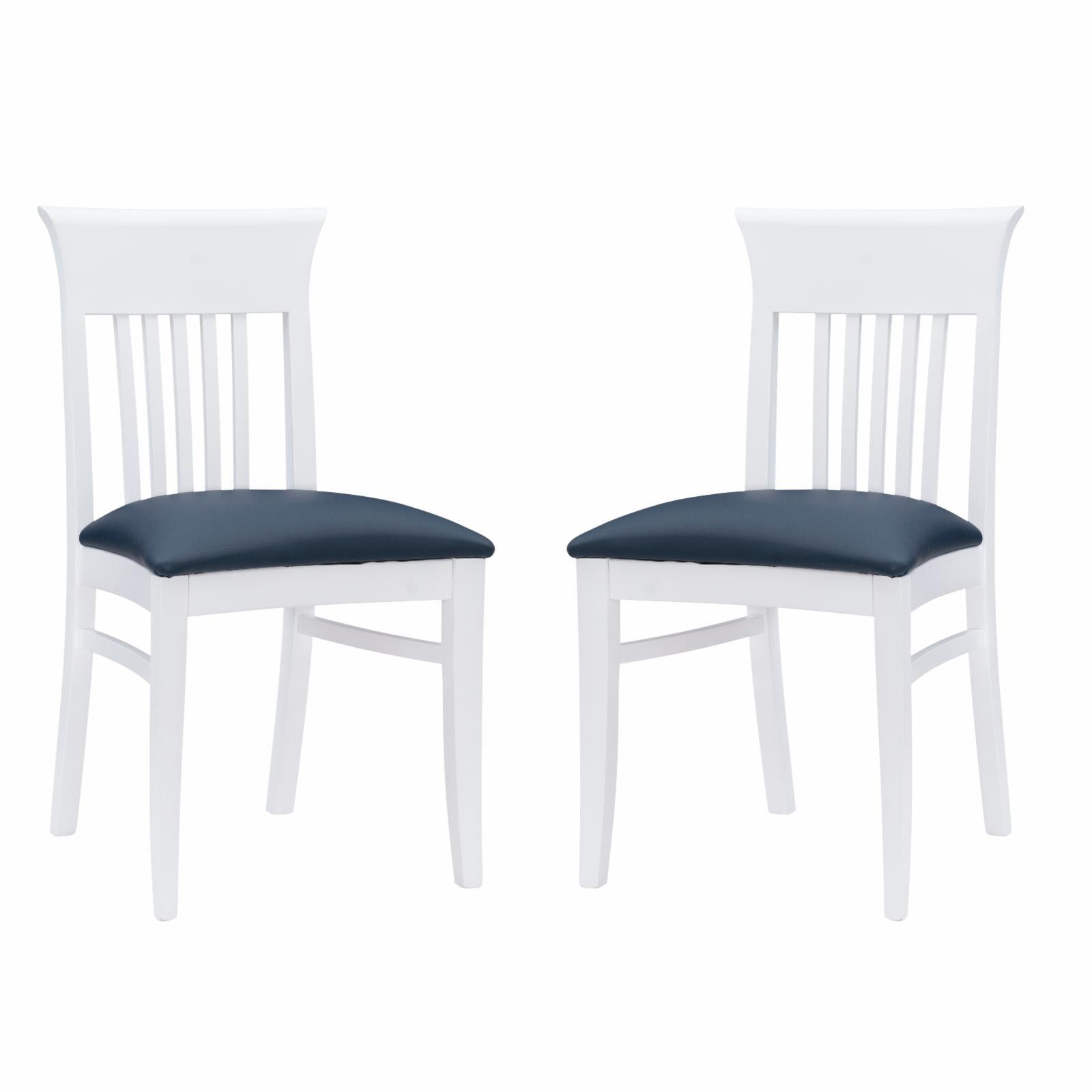 Coastal Cottage Charm White Faux Leather Dining Chairs, Set of 2