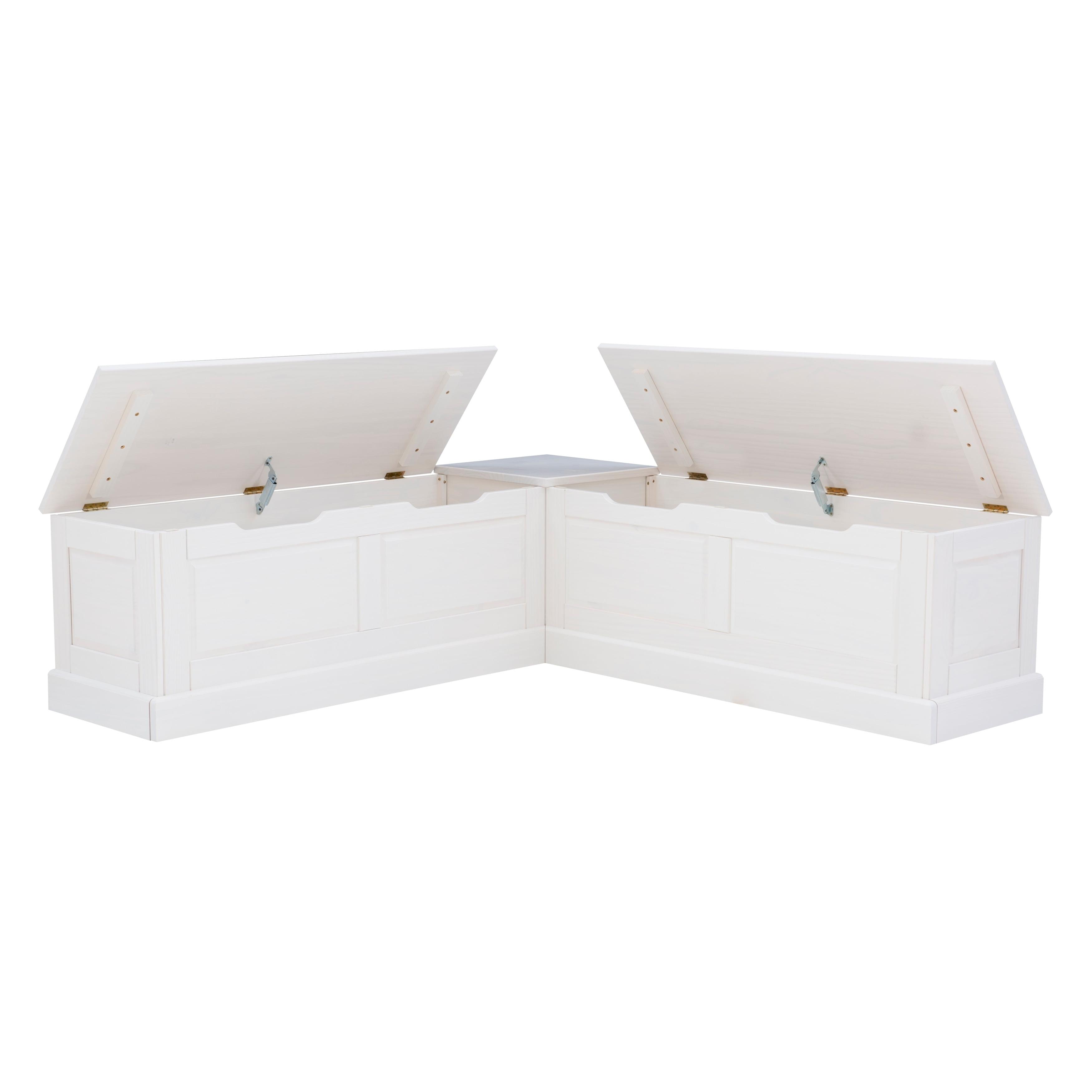 Linon Home Decor Josie L-shaped Backless Breakfast Nook Bench White Painted Farmhouse, Rustic