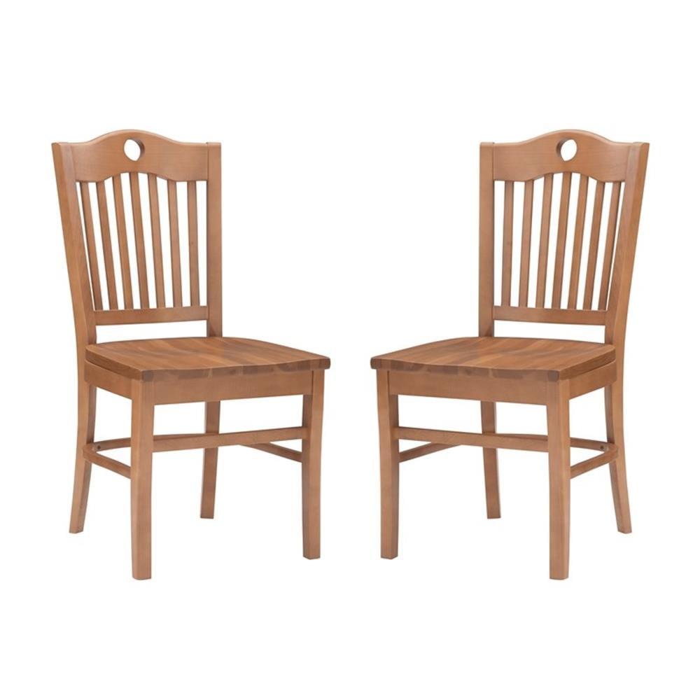 Kelso Brown Beechwood Slat Back Dining Side Chairs, Set of 2