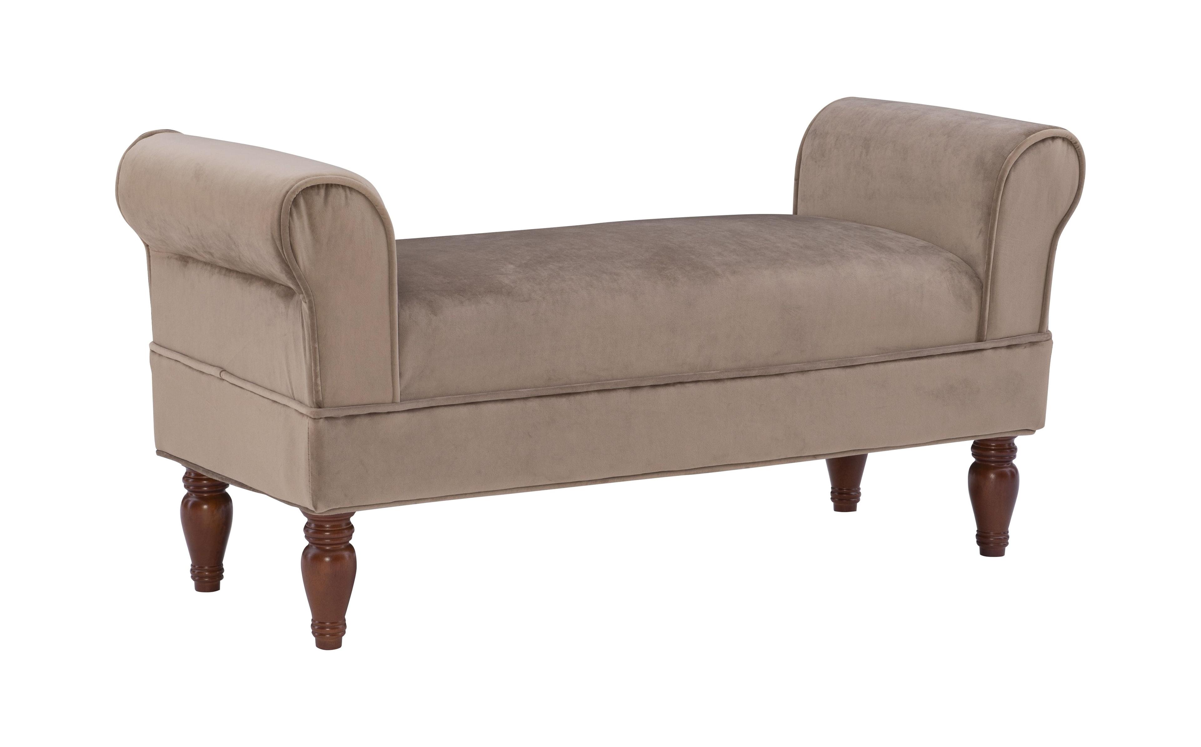 Lillian Coffee Brown Upholstered Bench with Dark Mahogany Feet