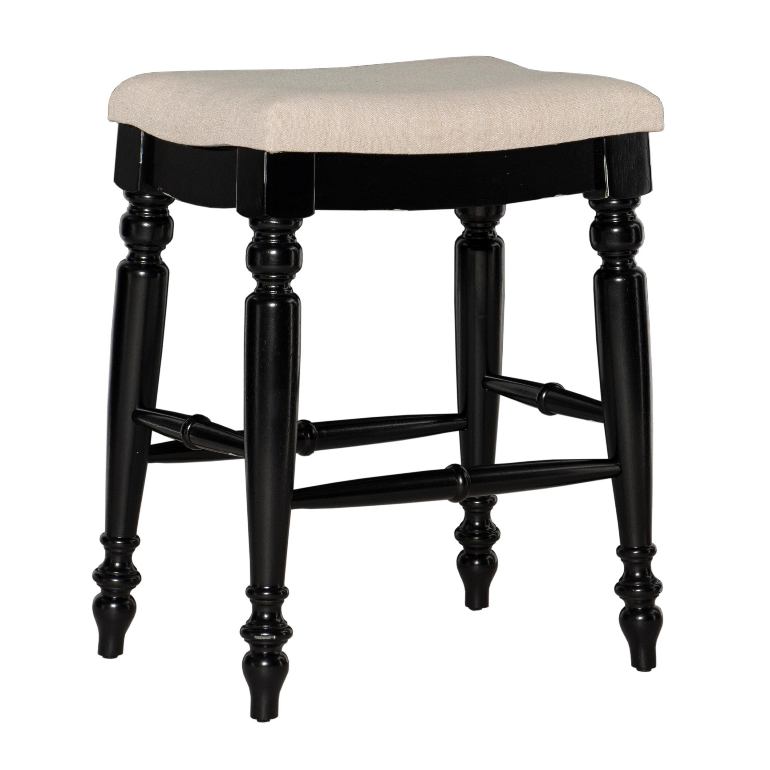 Marino 25" Black Wood and Linen Backless Counter Stool