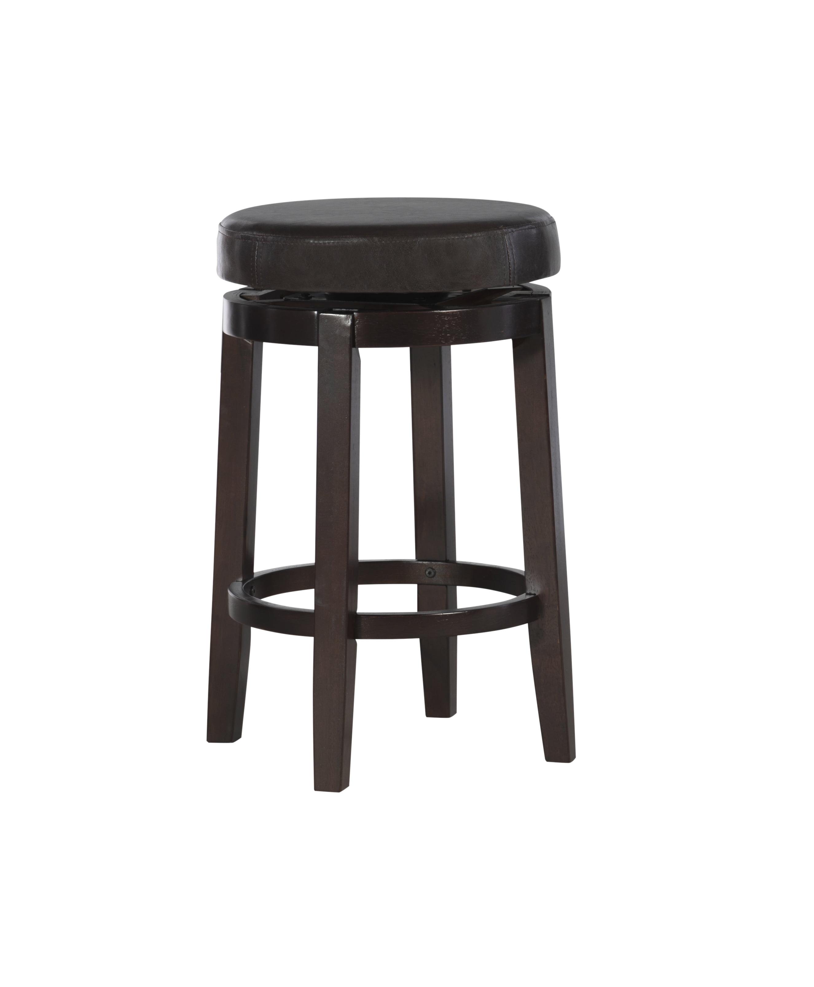 Linon Maya Faux Leather Swivel Backless Counter Height Barstool Brown: Upholstered, Wood Legs, 225 lbs Capacity