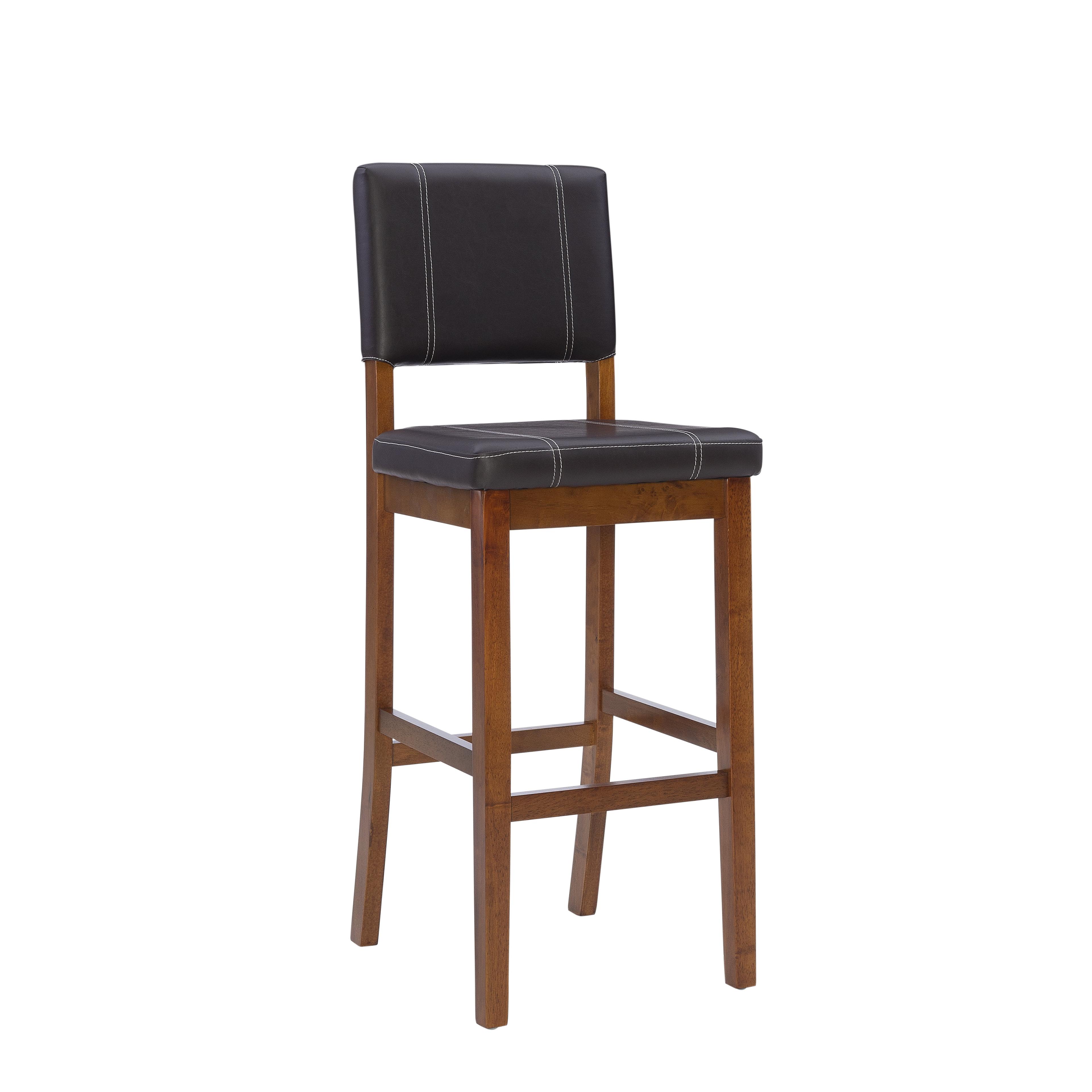 Milano Chestnut Hardwood 46'' Barstool with Dark Brown Faux Leather Seat