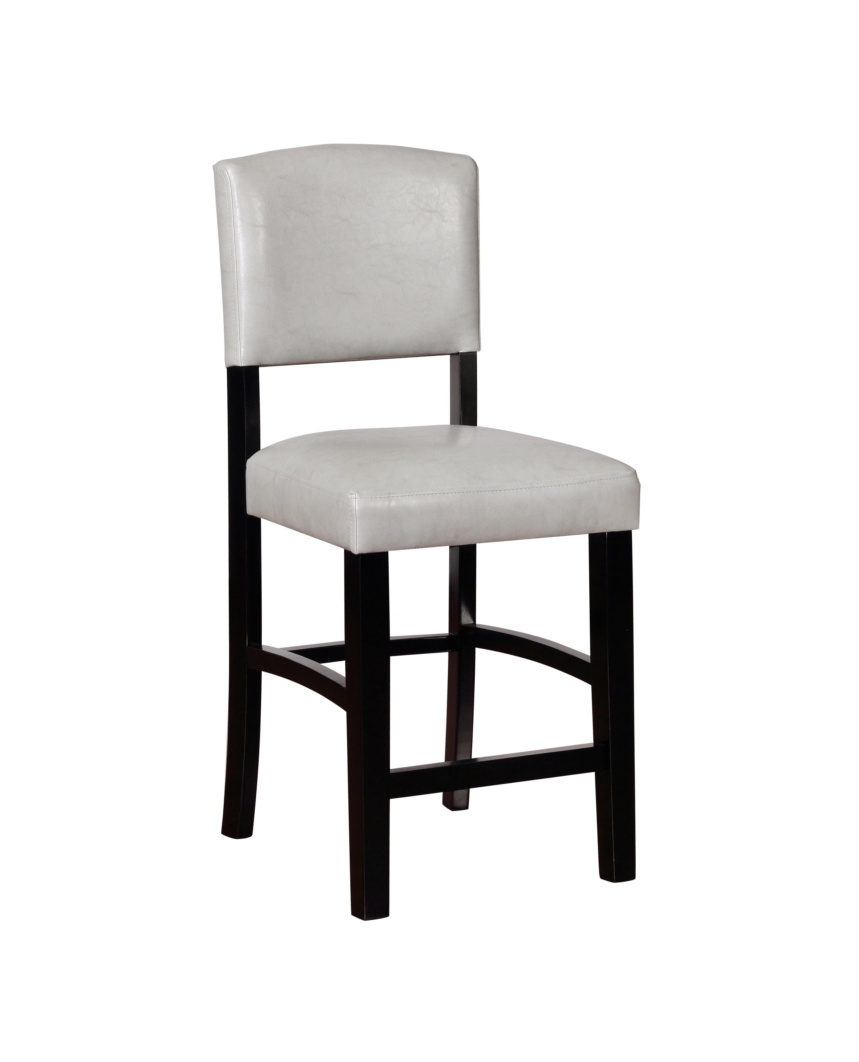 Dove Gray Faux Leather Counter Stool with Black Wood Frame