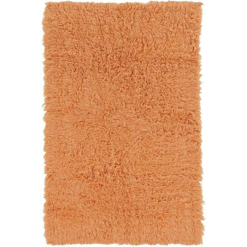 Linon New Flokati Hand Woven Wool 5'x8' Rug in Sherbet Orange