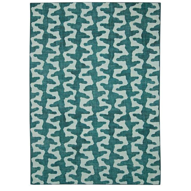 Linon Outdoor Washable Area Rug Collection, Aqua and Green, 2' x 3'