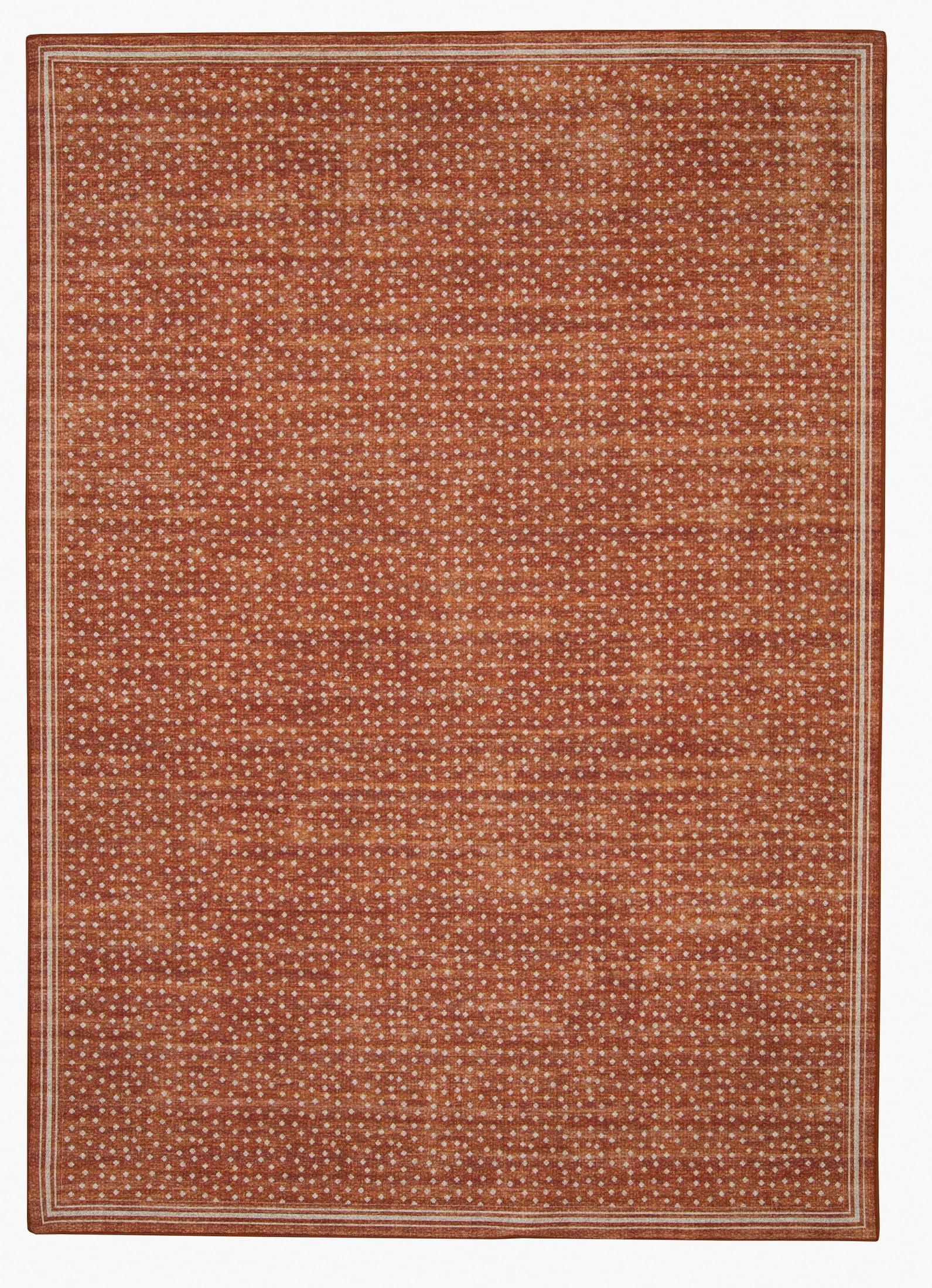Linon Outdoor Washable Area Rug Collection, Orange and Ivory, 3' x 5'