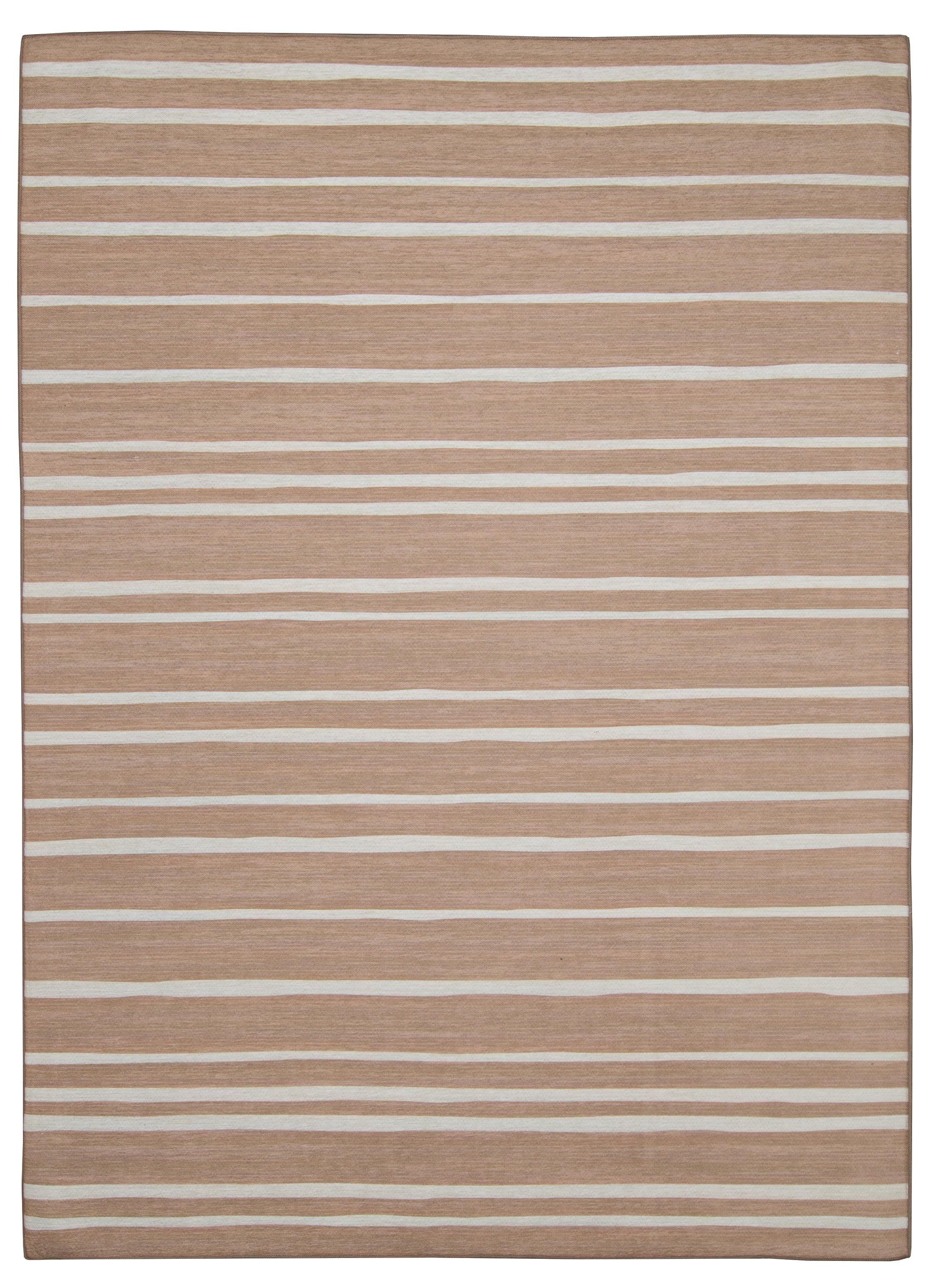 Coastal Charm Ivory Synthetic 5' x 7' Machine-Woven Rug