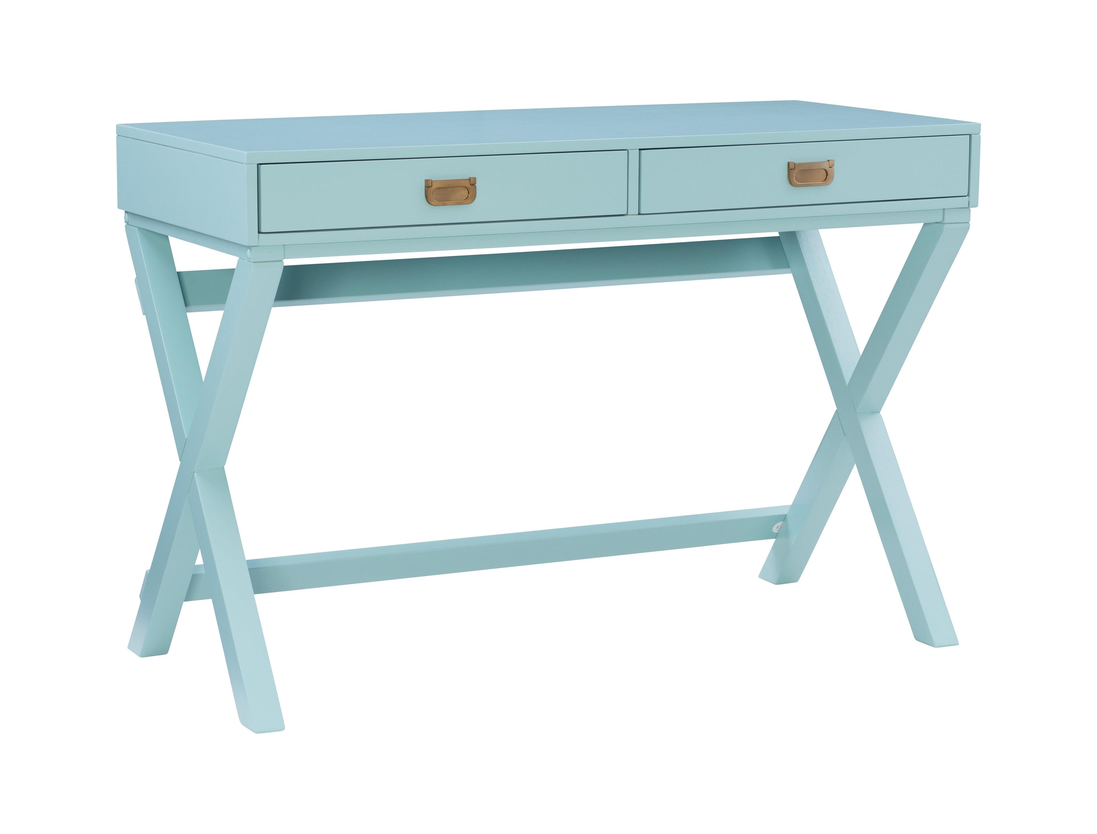 Peggy Blue Wood Writing Desk with Drawers