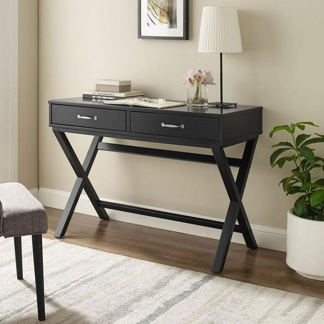 Penney Mid-Century Modern 2 Drawer Desk Black - Linon: Home Office Furniture, Pine Frame, MDF Surface